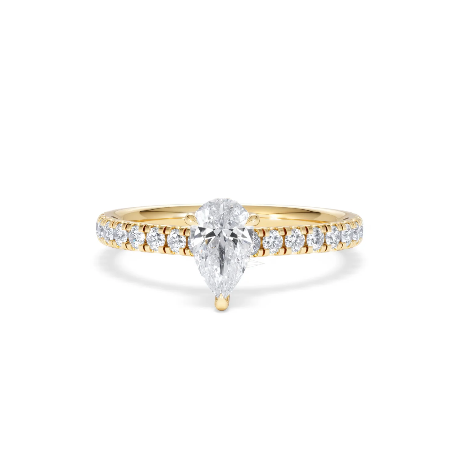 Amora Pear 0.97ct Hidden Halo Diamond Engagement Ring With Side Stones Set in 18K Gold - Image 87
