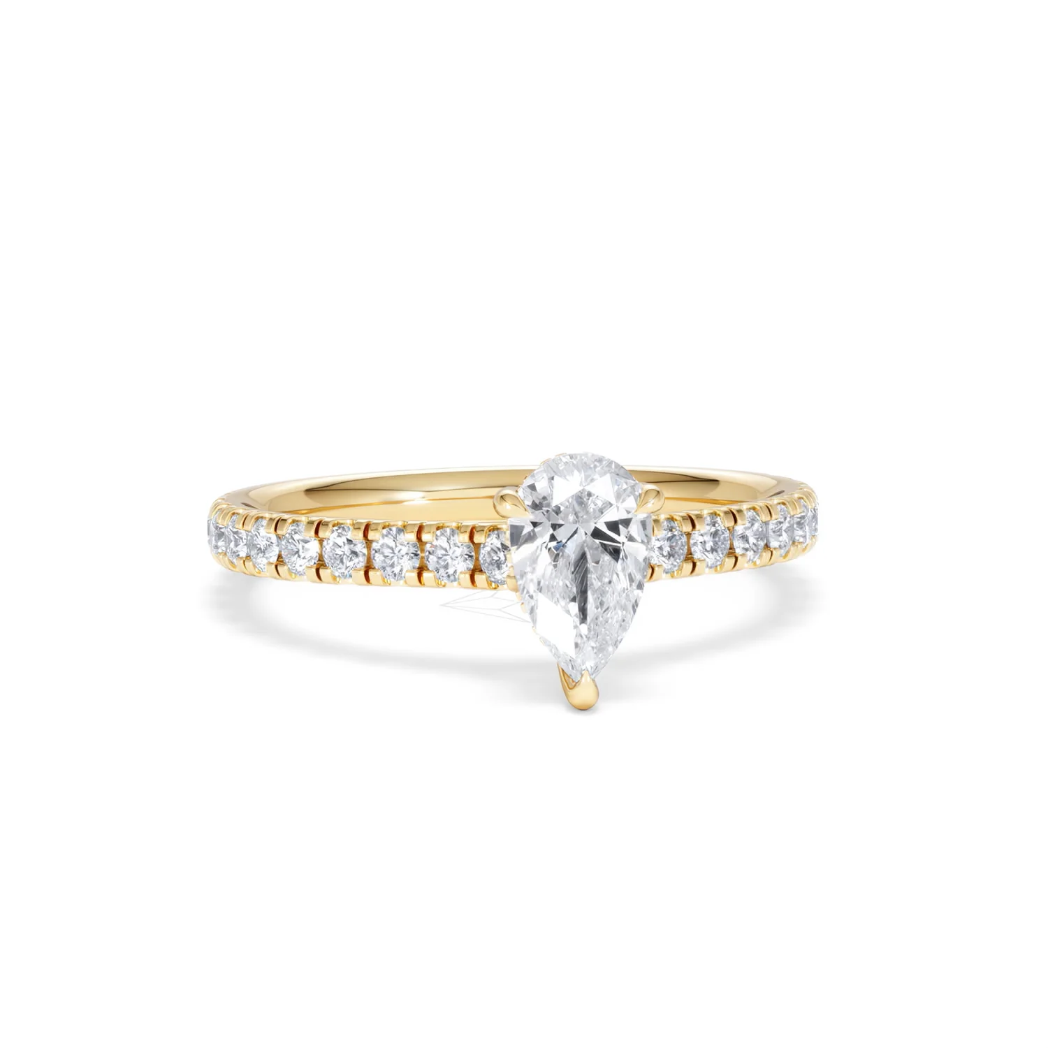 Amora Pear 0.97ct Hidden Halo Lab Diamond Engagement Ring With Side Stones Set in 18K Gold - Image 10