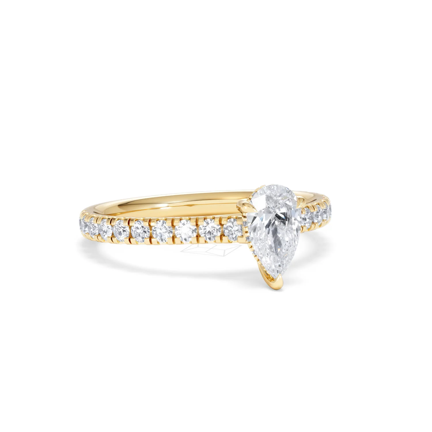 Amora Pear 0.97ct Hidden Halo Lab Diamond Engagement Ring With Side Stones Set in 18K Gold - Image 13