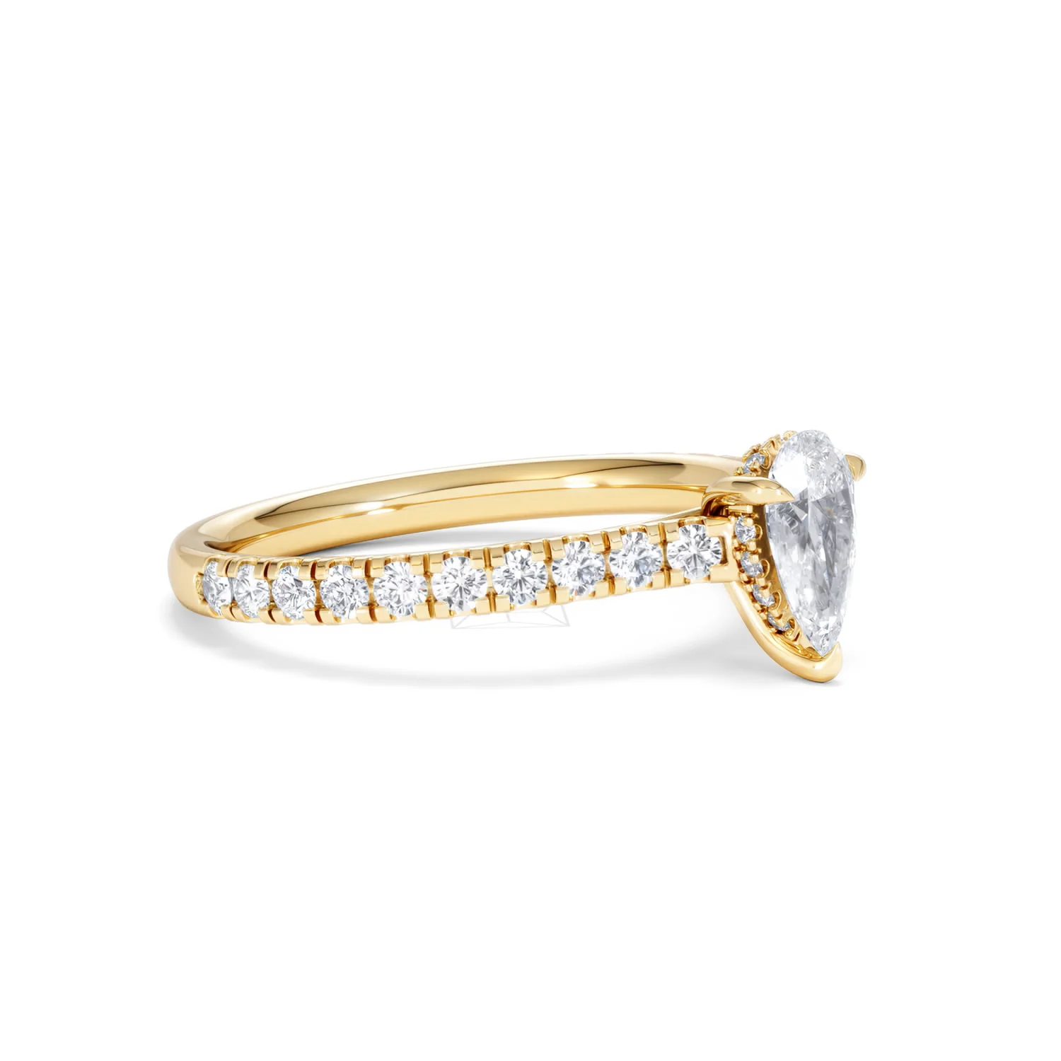 Amora Pear 0.97ct Hidden Halo Lab Diamond Engagement Ring With Side Stones Set in 18K Gold - Image 19