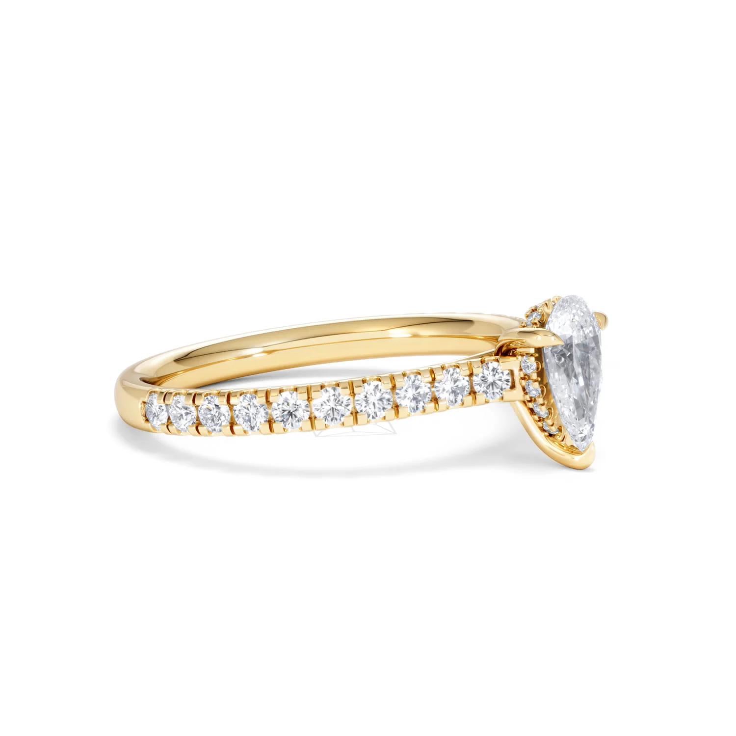 Amora Pear 0.97ct Hidden Halo Lab Diamond Engagement Ring With Side Stones Set in 18K Gold - Image 20
