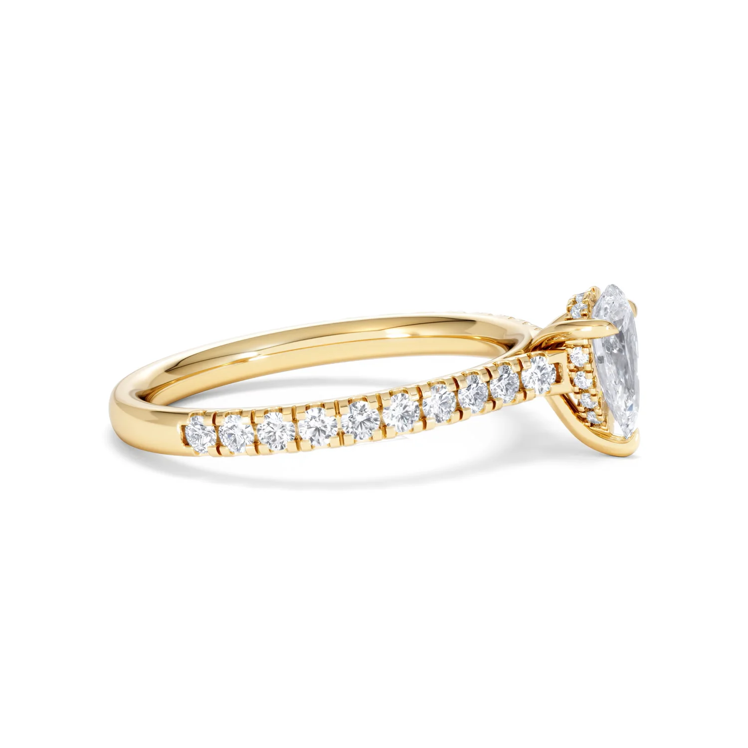 Amora Pear 0.97ct Hidden Halo Lab Diamond Engagement Ring With Side Stones Set in 18K Gold - Image 24
