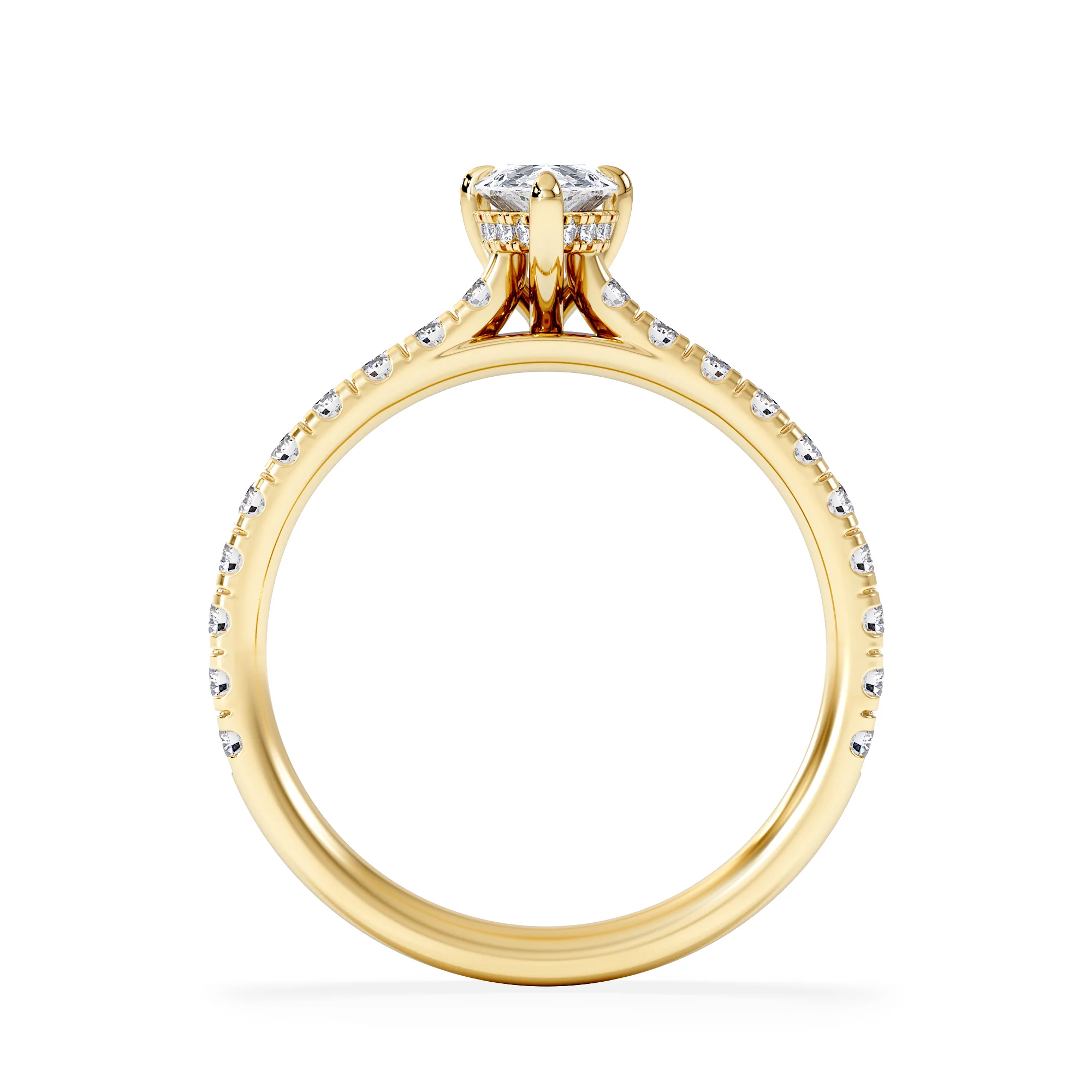 Amora Pear 0.97ct Hidden Halo Lab Diamond Engagement Ring With Side Stones Set in 18K Gold - Image 3