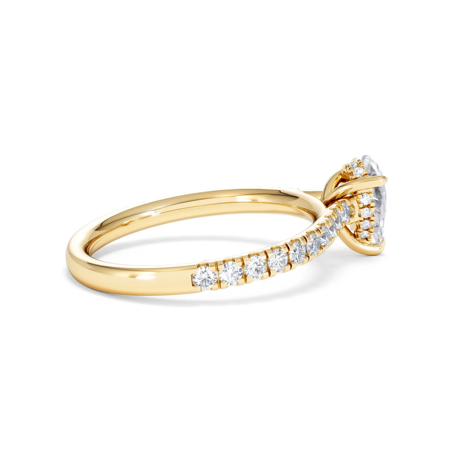 Amora Pear 0.97ct Hidden Halo Lab Diamond Engagement Ring With Side Stones Set in 18K Gold - Image 32