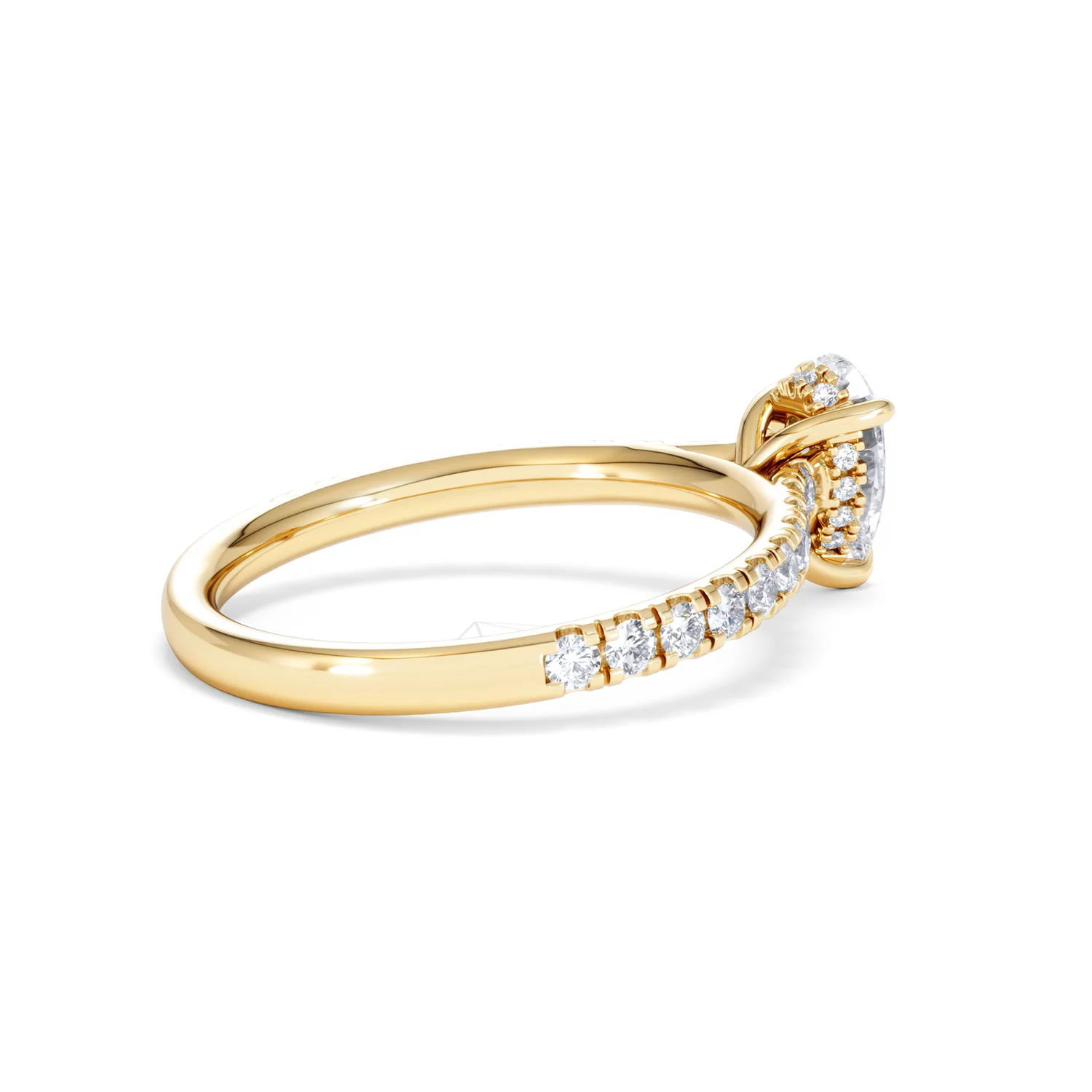 Amora Pear 0.97ct Hidden Halo Lab Diamond Engagement Ring With Side Stones Set in 18K Gold - Image 35