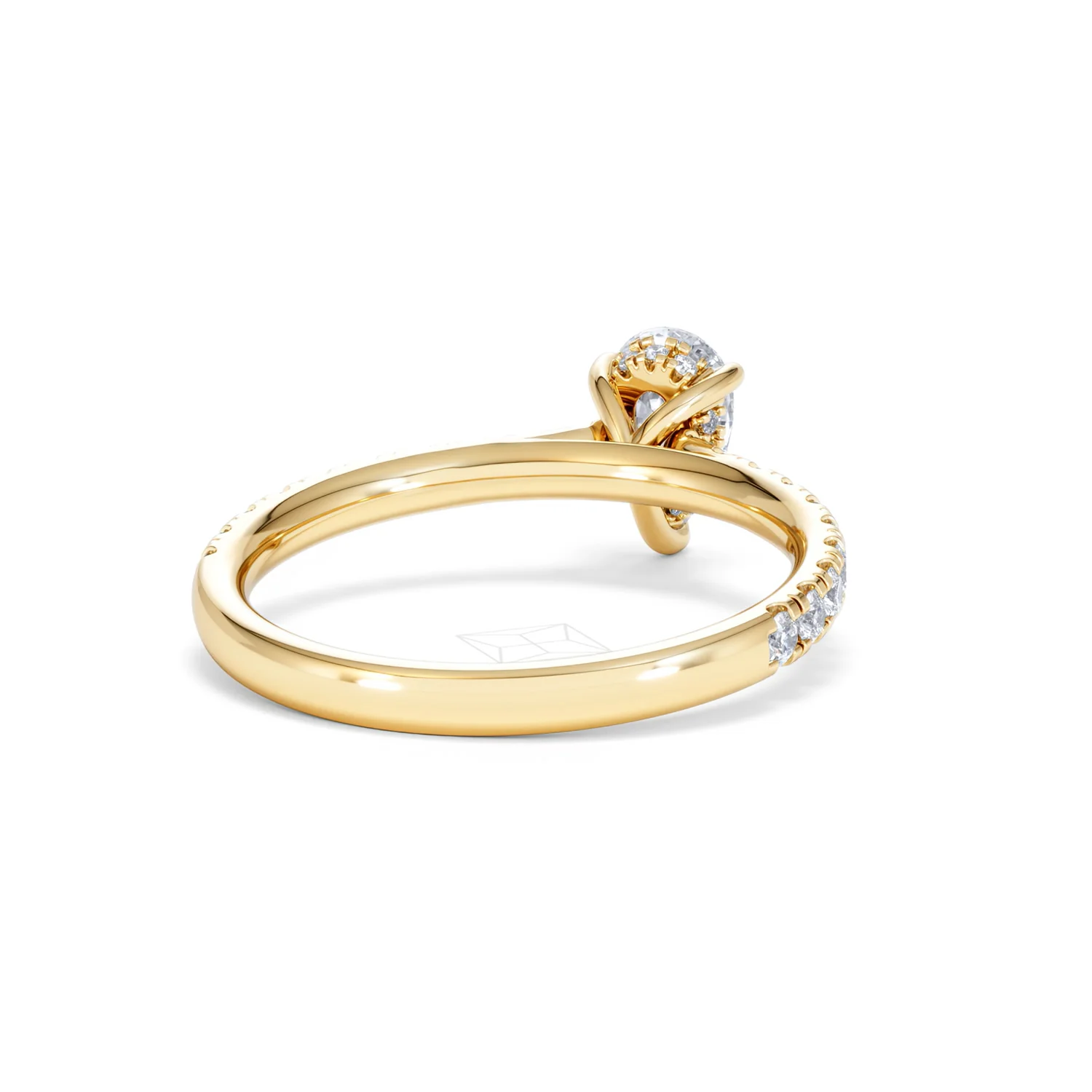 Amora Pear 0.97ct Hidden Halo Lab Diamond Engagement Ring With Side Stones Set in 18K Gold - Image 43