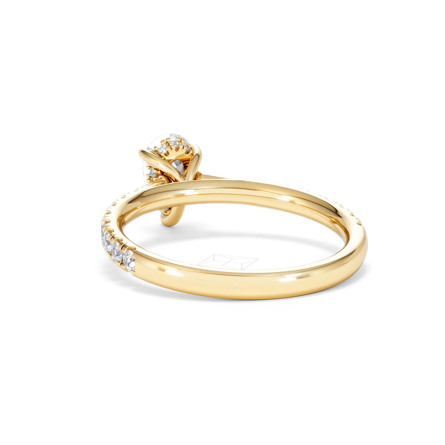 Amora Pear 0.97ct Hidden Halo Lab Diamond Engagement Ring With Side Stones Set in 18K Gold - Image 53
