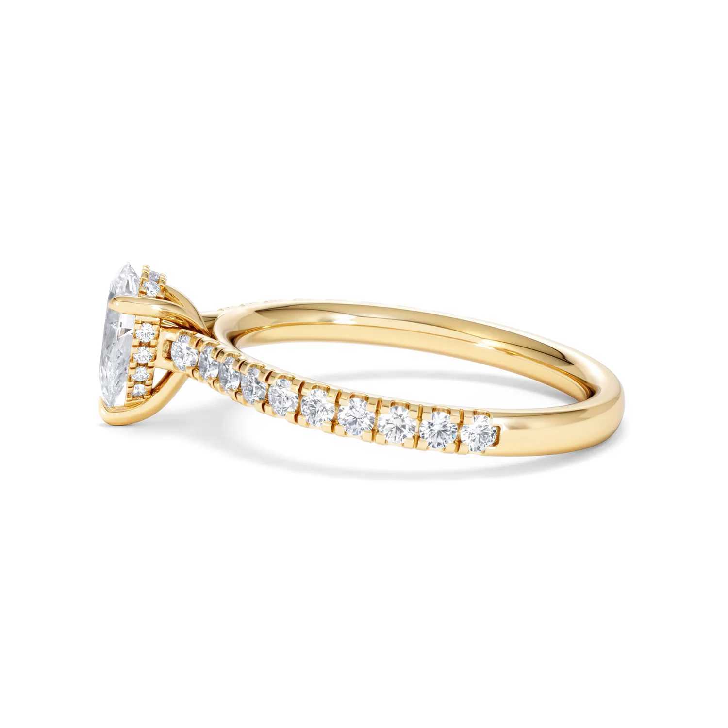 Amora Pear 0.97ct Hidden Halo Lab Diamond Engagement Ring With Side Stones Set in 18K Gold - Image 68