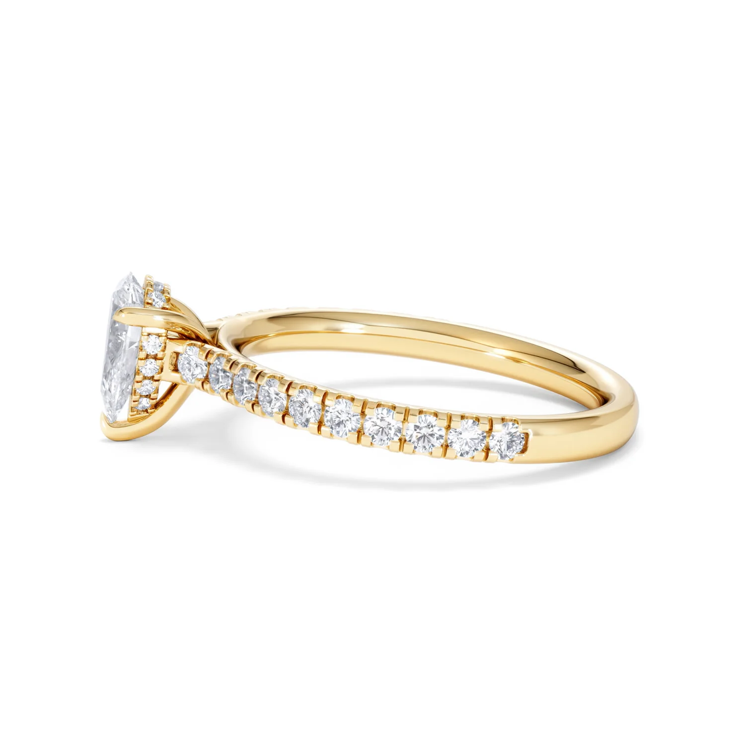 Amora Pear 0.97ct Hidden Halo Lab Diamond Engagement Ring With Side Stones Set in 18K Gold - Image 69