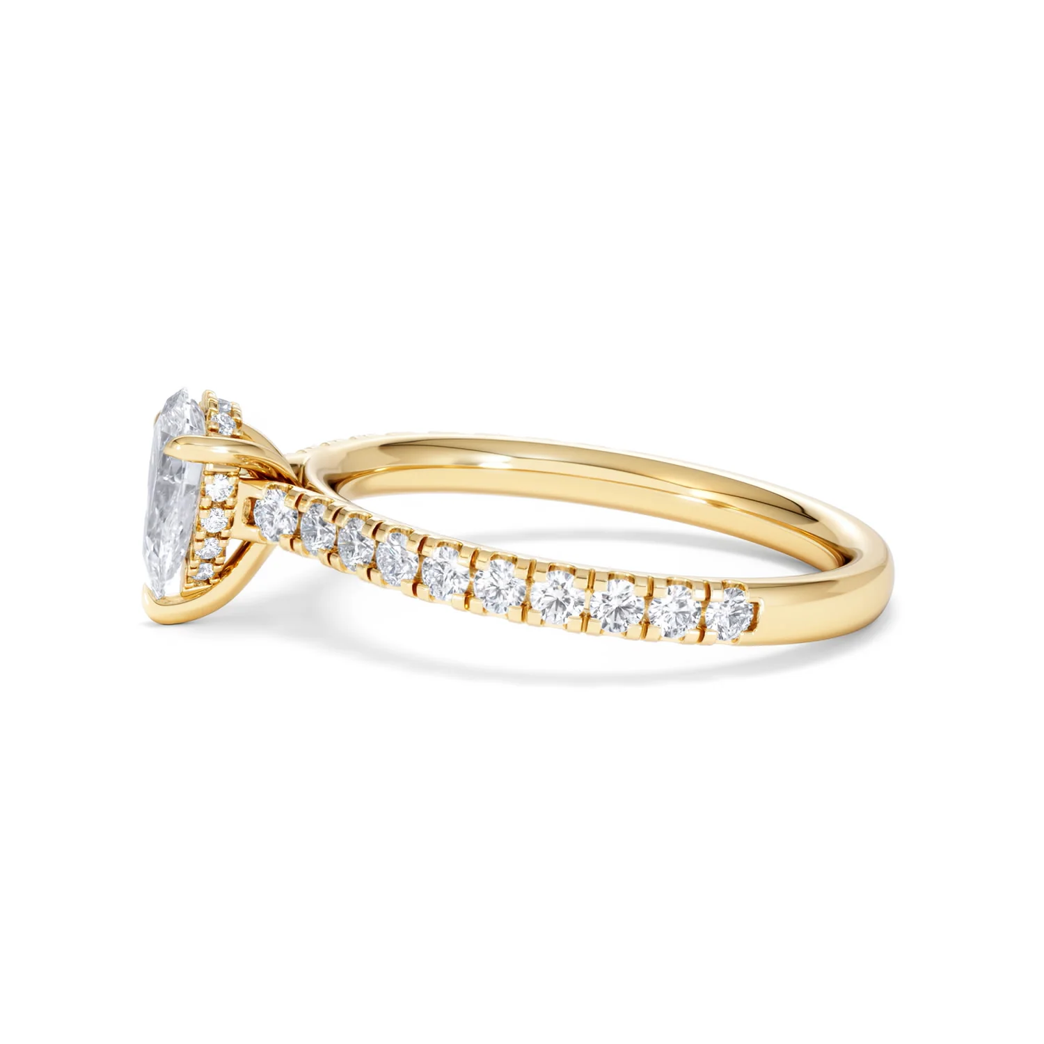 Amora Pear 0.97ct Hidden Halo Lab Diamond Engagement Ring With Side Stones Set in 18K Gold - Image 70