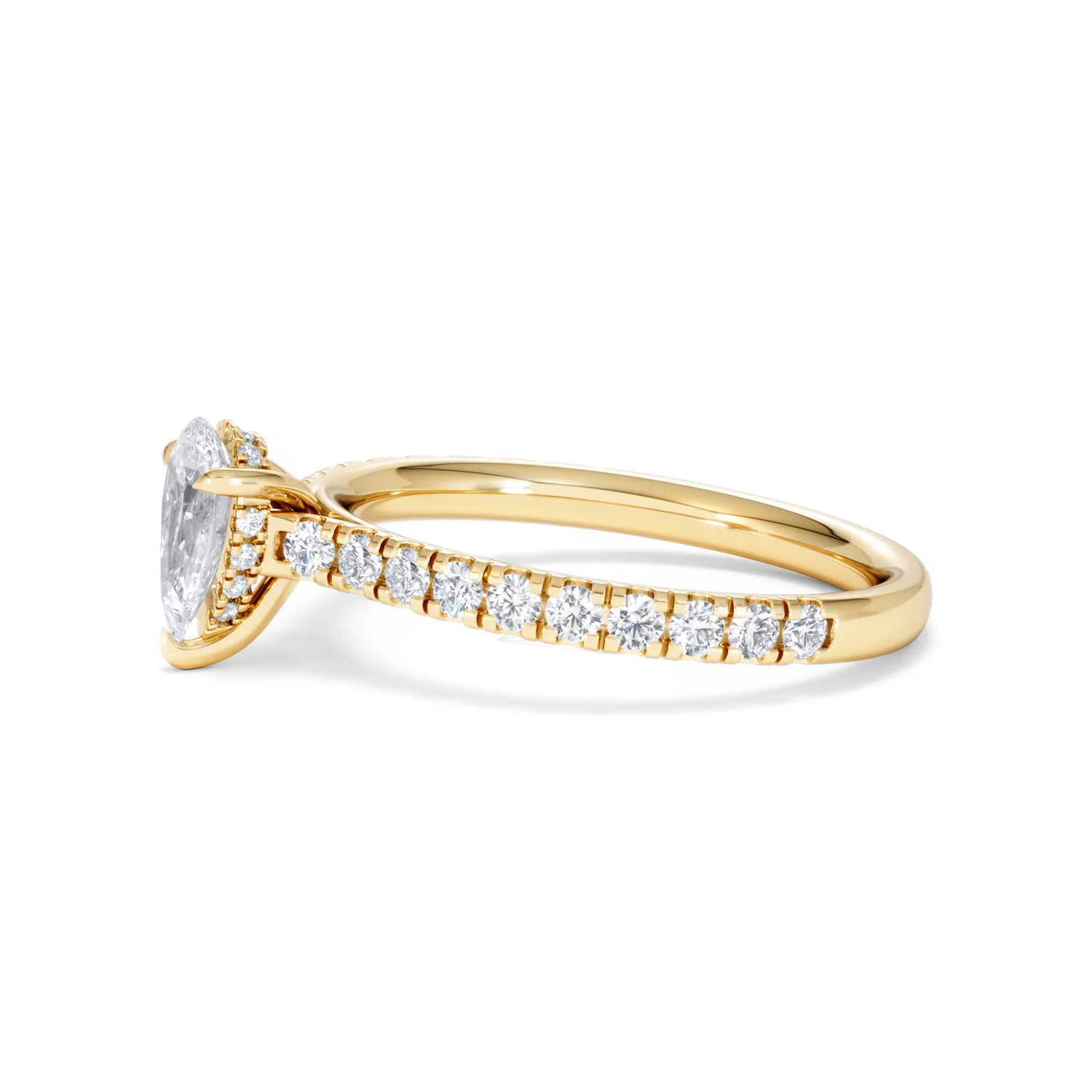Amora Pear 0.97ct Hidden Halo Lab Diamond Engagement Ring With Side Stones Set in 18K Gold - Image 72
