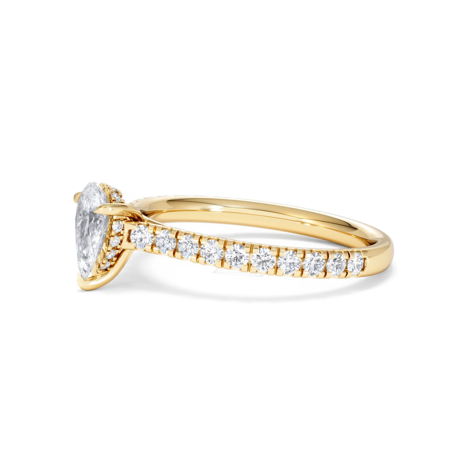 Amora Pear 0.97ct Hidden Halo Lab Diamond Engagement Ring With Side Stones Set in 18K Gold - Image 74
