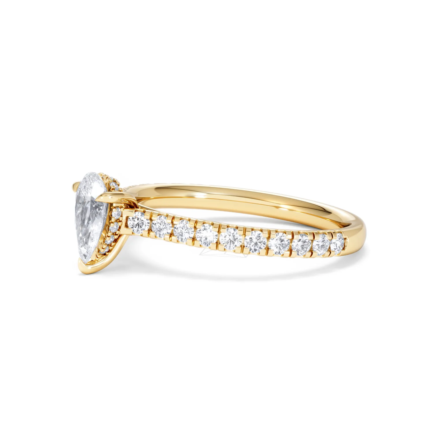 Amora Pear 0.97ct Hidden Halo Lab Diamond Engagement Ring With Side Stones Set in 18K Gold - Image 75