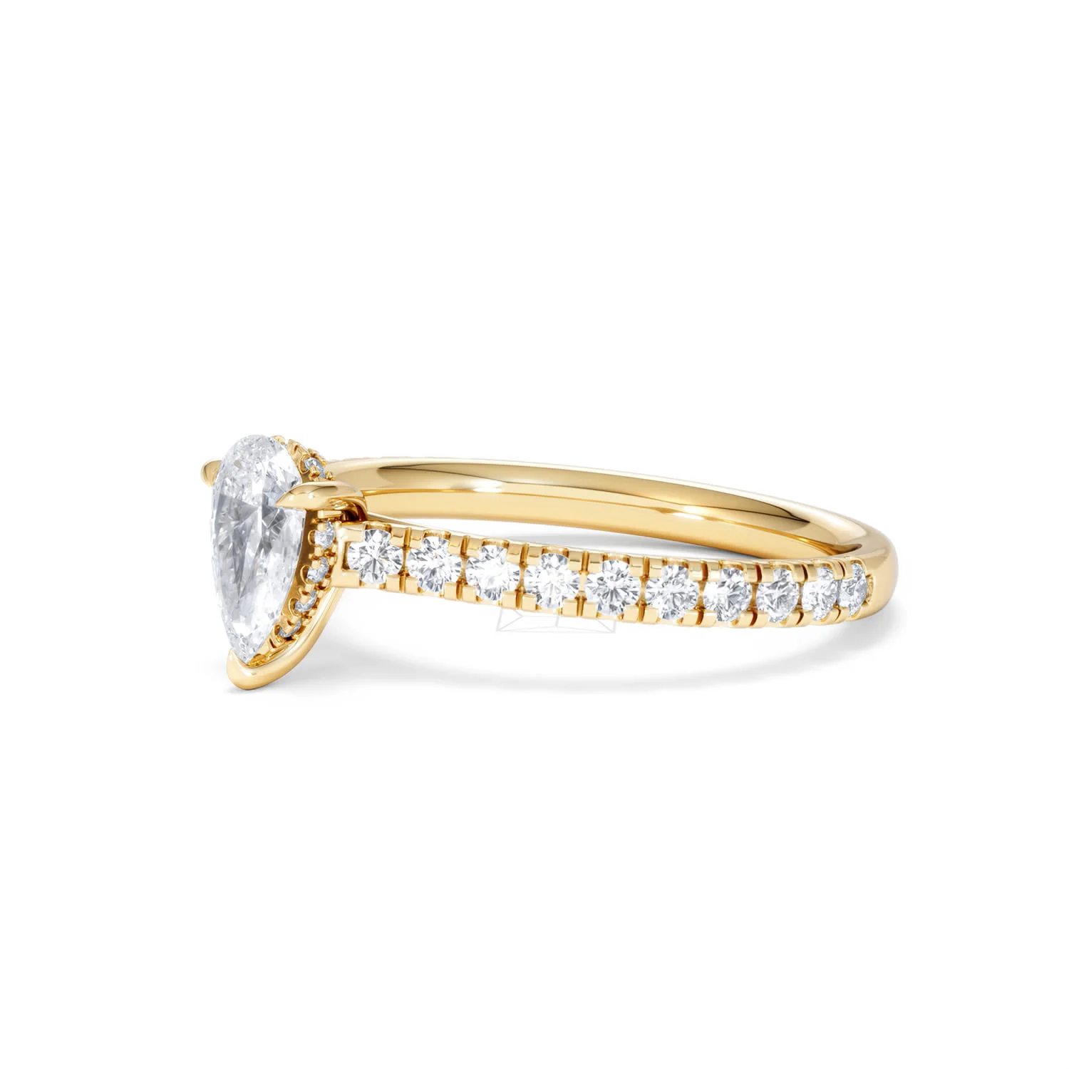 Amora Pear 0.97ct Hidden Halo Lab Diamond Engagement Ring With Side Stones Set in 18K Gold - Image 77