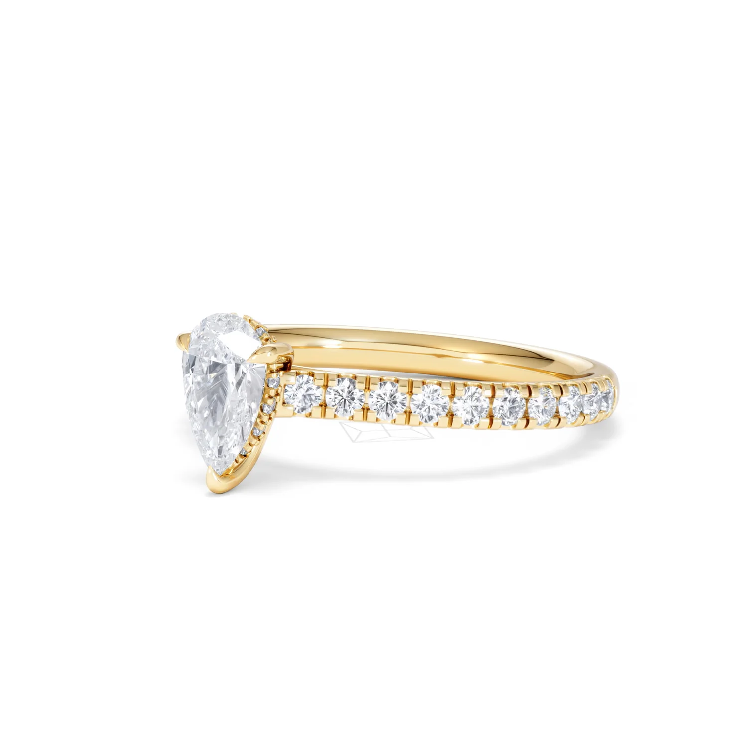 Amora Pear 0.97ct Hidden Halo Lab Diamond Engagement Ring With Side Stones Set in 18K Gold - Image 80