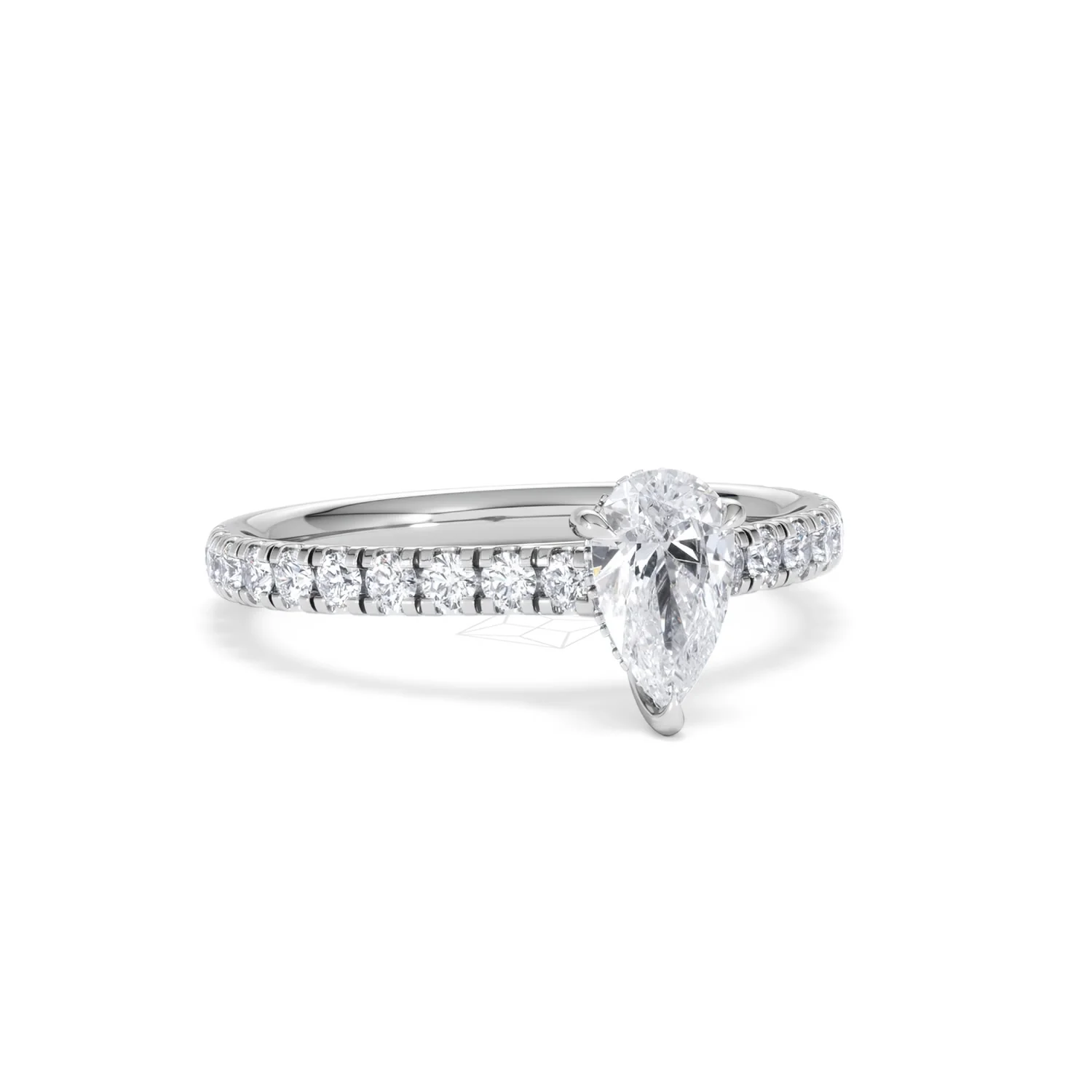 Amora Pear 0.97ct Hidden Halo Lab Diamond Engagement Ring With Side Stones Set in 18K Platinum - Image 12