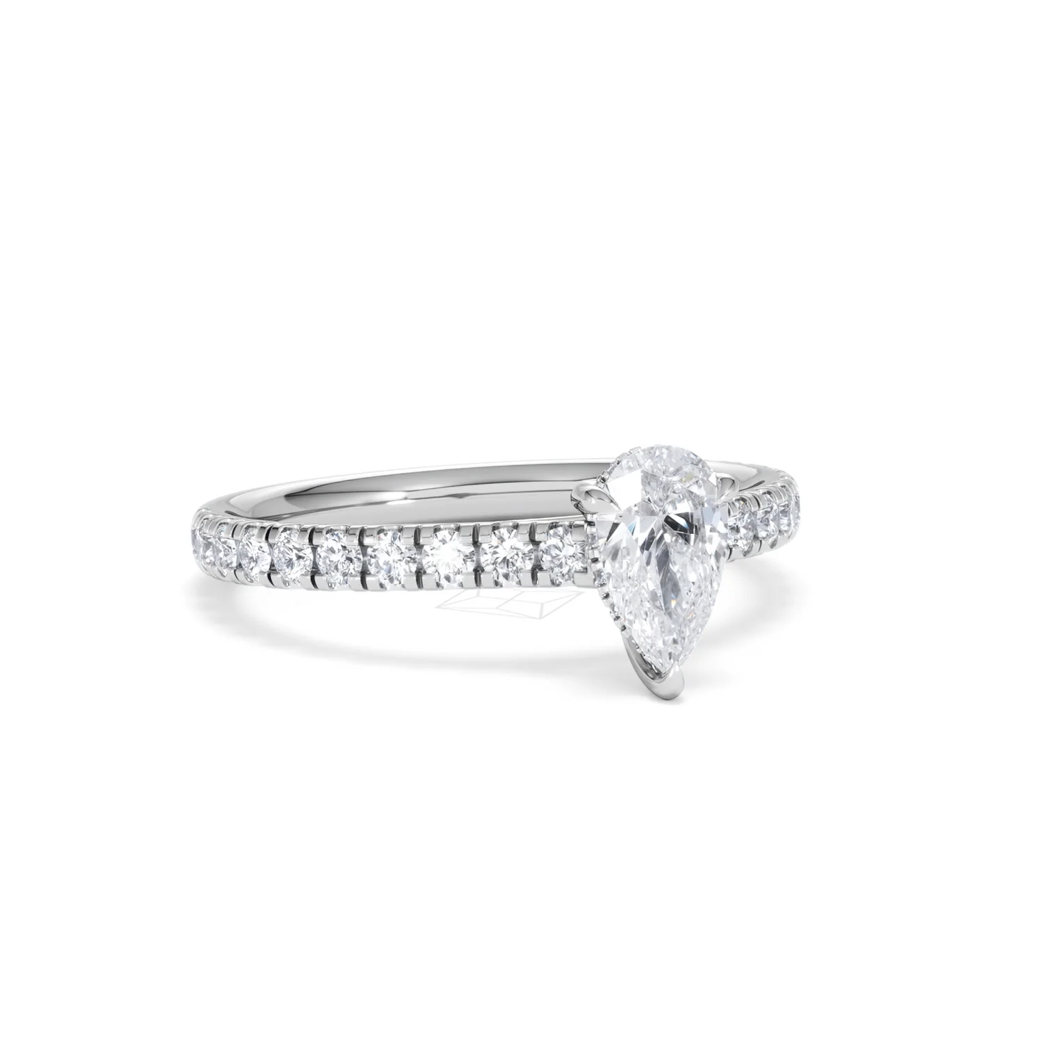 Amora Pear 0.97ct Hidden Halo Lab Diamond Engagement Ring With Side Stones Set in 18K Platinum - Image 13