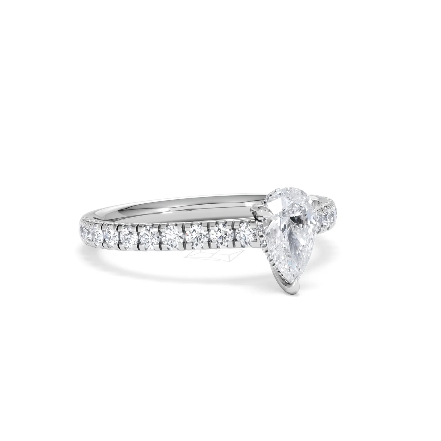 Amora Pear 0.97ct Hidden Halo Lab Diamond Engagement Ring With Side Stones Set in 18K Platinum - Image 14