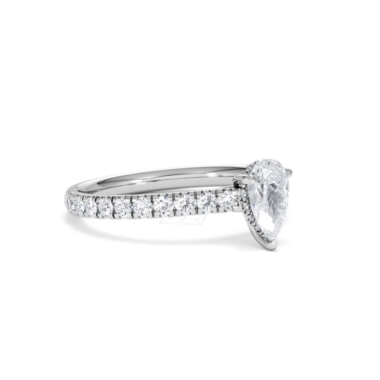 Amora Pear 0.97ct Hidden Halo Lab Diamond Engagement Ring With Side Stones Set in 18K Platinum - Image 16