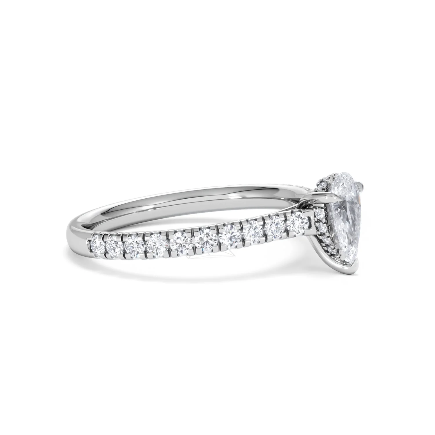 Amora Pear 0.97ct Hidden Halo Lab Diamond Engagement Ring With Side Stones Set in 18K Platinum - Image 21