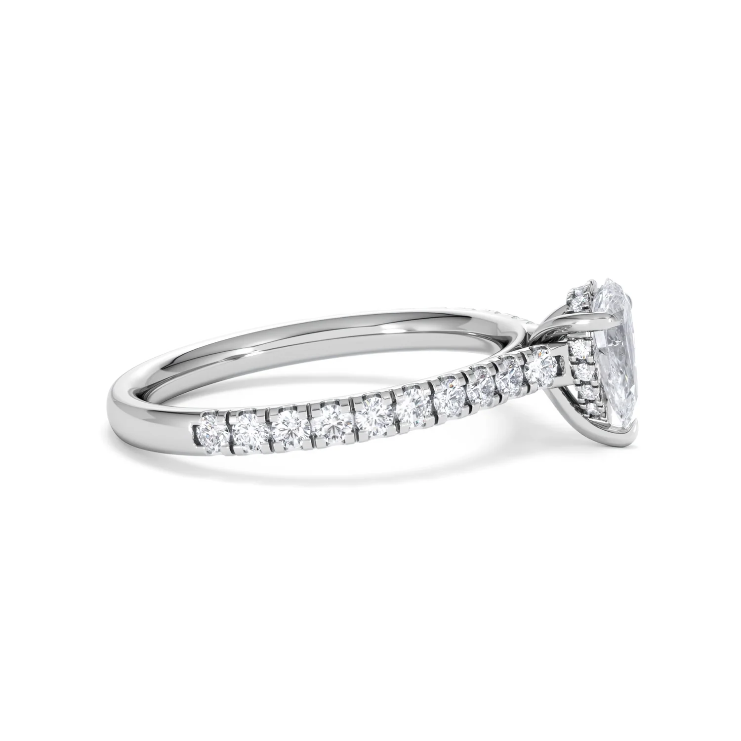 Amora Pear 0.97ct Hidden Halo Lab Diamond Engagement Ring With Side Stones Set in 18K Platinum - Image 25
