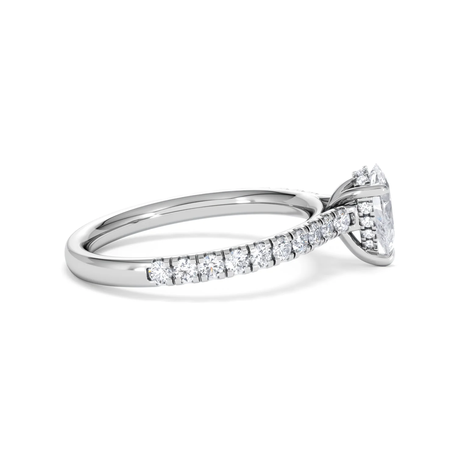 Amora Pear 0.97ct Hidden Halo Lab Diamond Engagement Ring With Side Stones Set in 18K Platinum - Image 28
