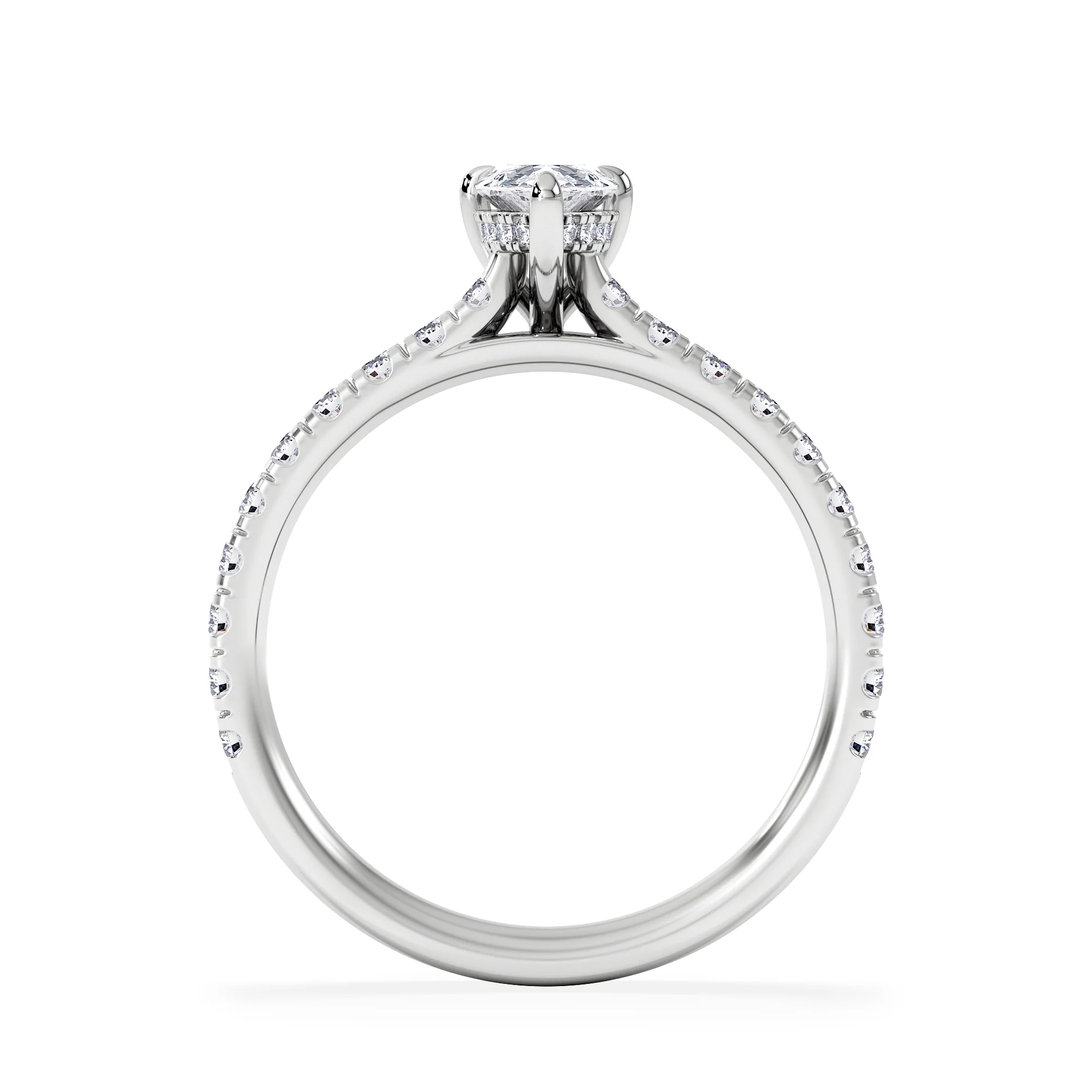 Amora Pear 0.97ct Hidden Halo Lab Diamond Engagement Ring With Side Stones Set in 18K Platinum - Image 3
