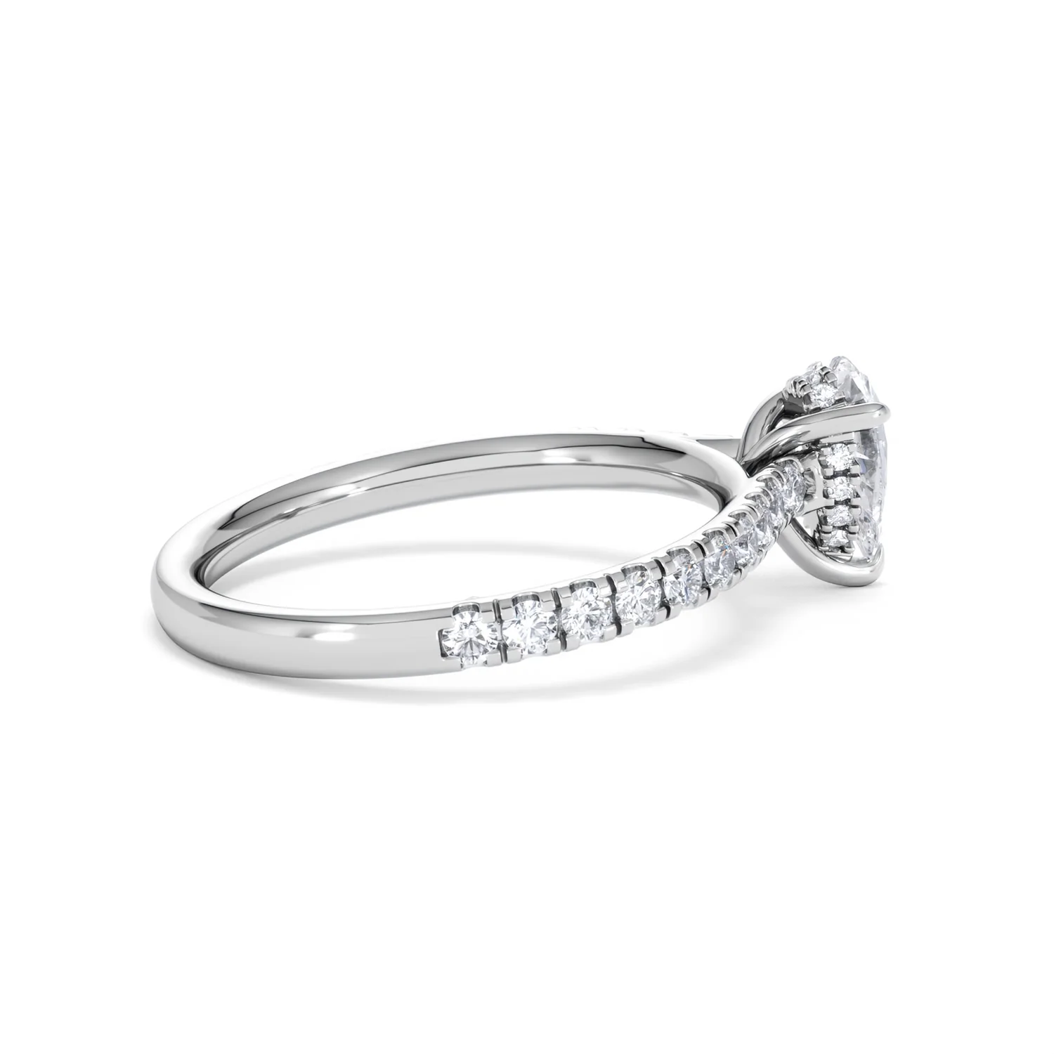 Amora Pear 0.97ct Hidden Halo Lab Diamond Engagement Ring With Side Stones Set in 18K Platinum - Image 32