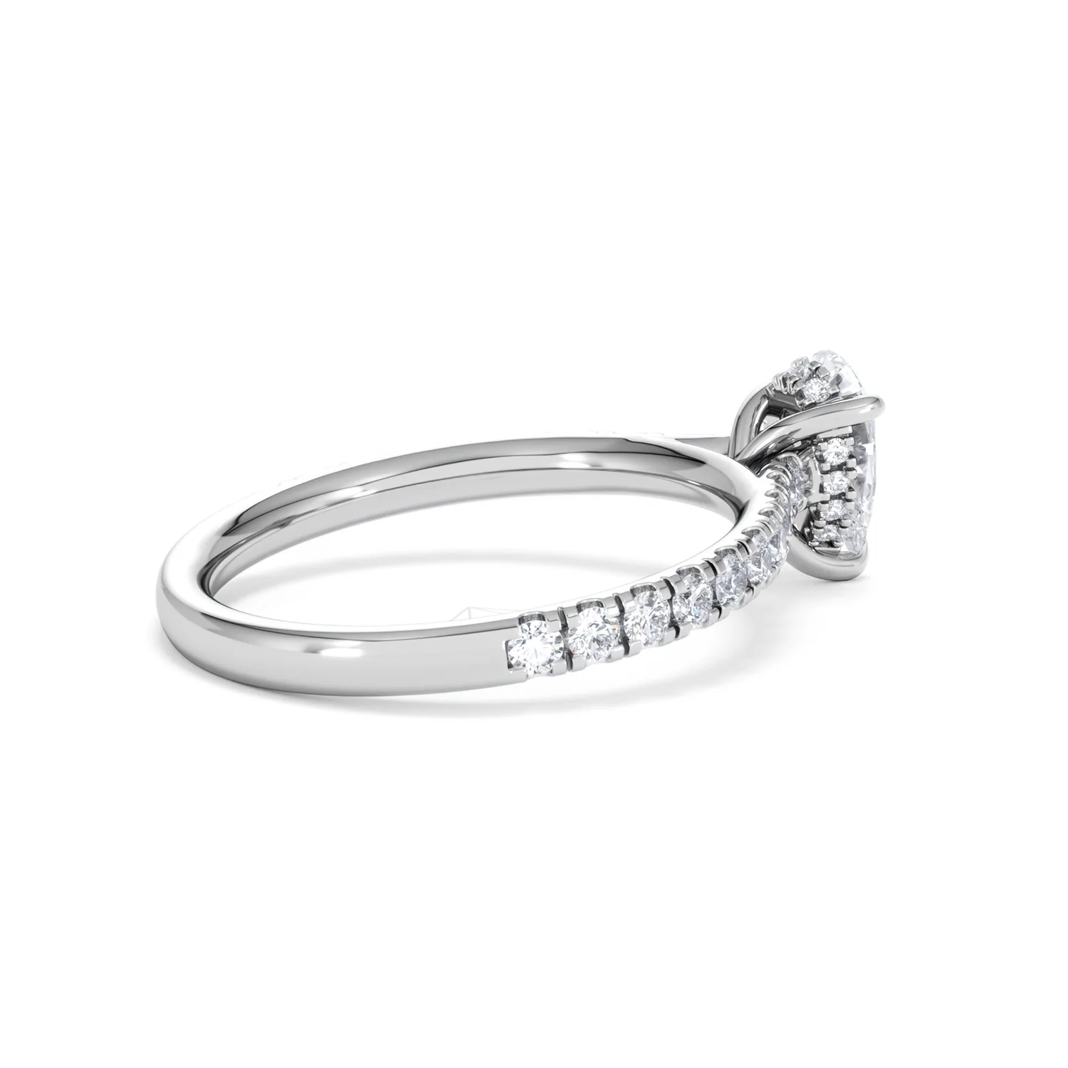 Amora Pear 0.97ct Hidden Halo Lab Diamond Engagement Ring With Side Stones Set in 18K Platinum - Image 34