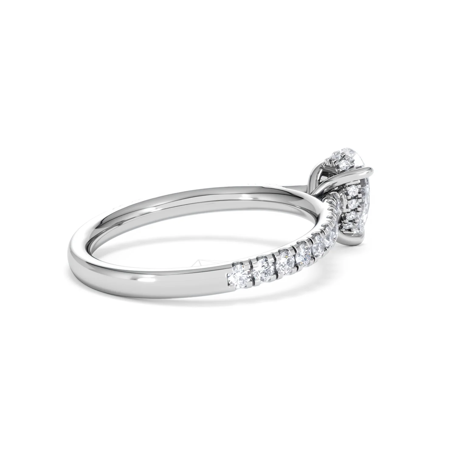 Amora Pear 0.97ct Hidden Halo Lab Diamond Engagement Ring With Side Stones Set in 18K Platinum - Image 35