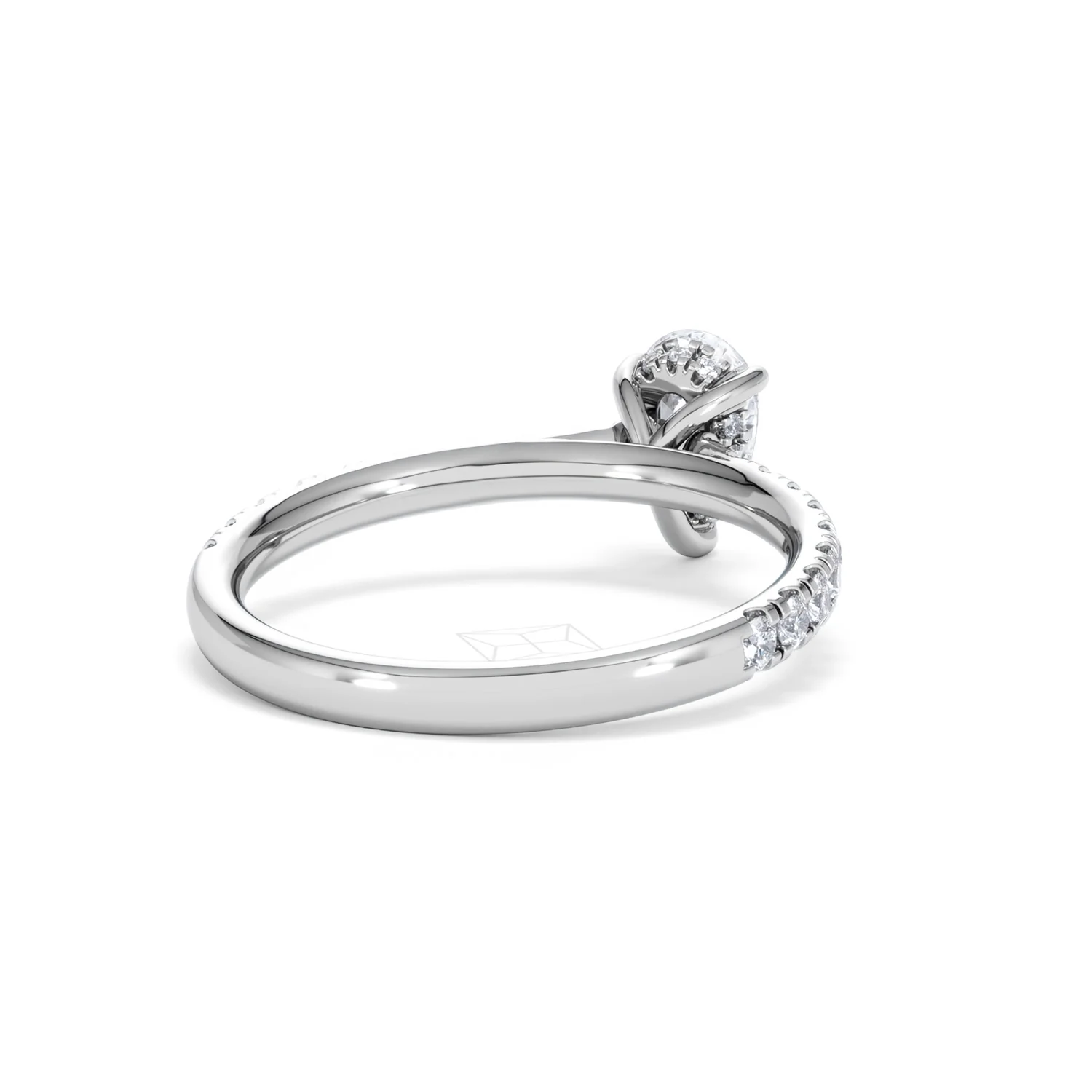 Amora Pear 0.97ct Hidden Halo Lab Diamond Engagement Ring With Side Stones Set in 18K Platinum - Image 42