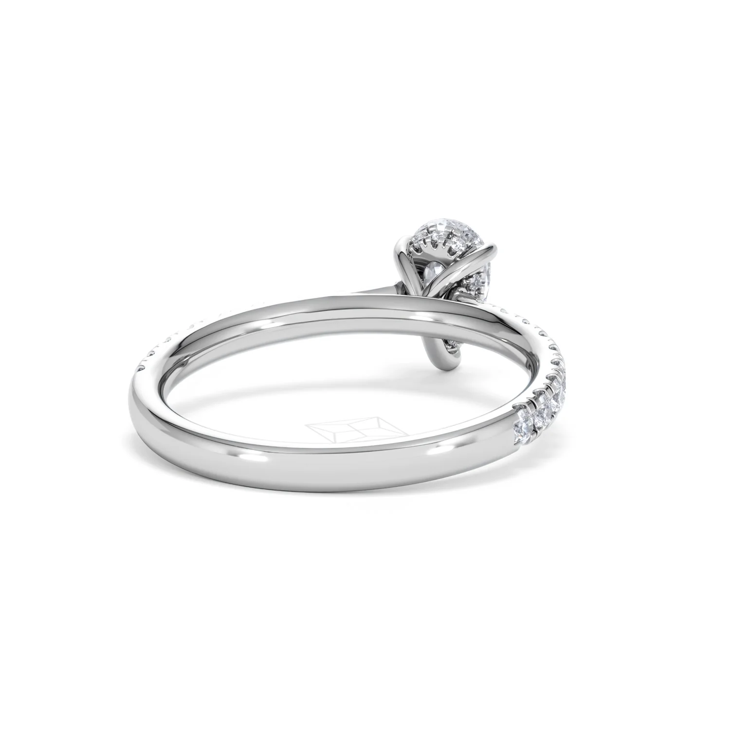 Amora Pear 0.97ct Hidden Halo Lab Diamond Engagement Ring With Side Stones Set in 18K Platinum - Image 43