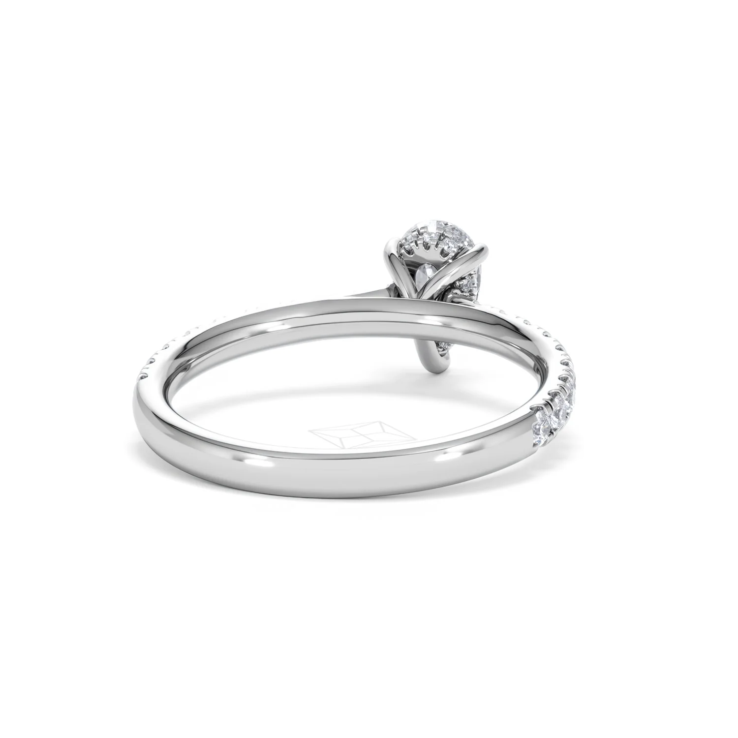 Amora Pear 0.97ct Hidden Halo Lab Diamond Engagement Ring With Side Stones Set in 18K Platinum - Image 44