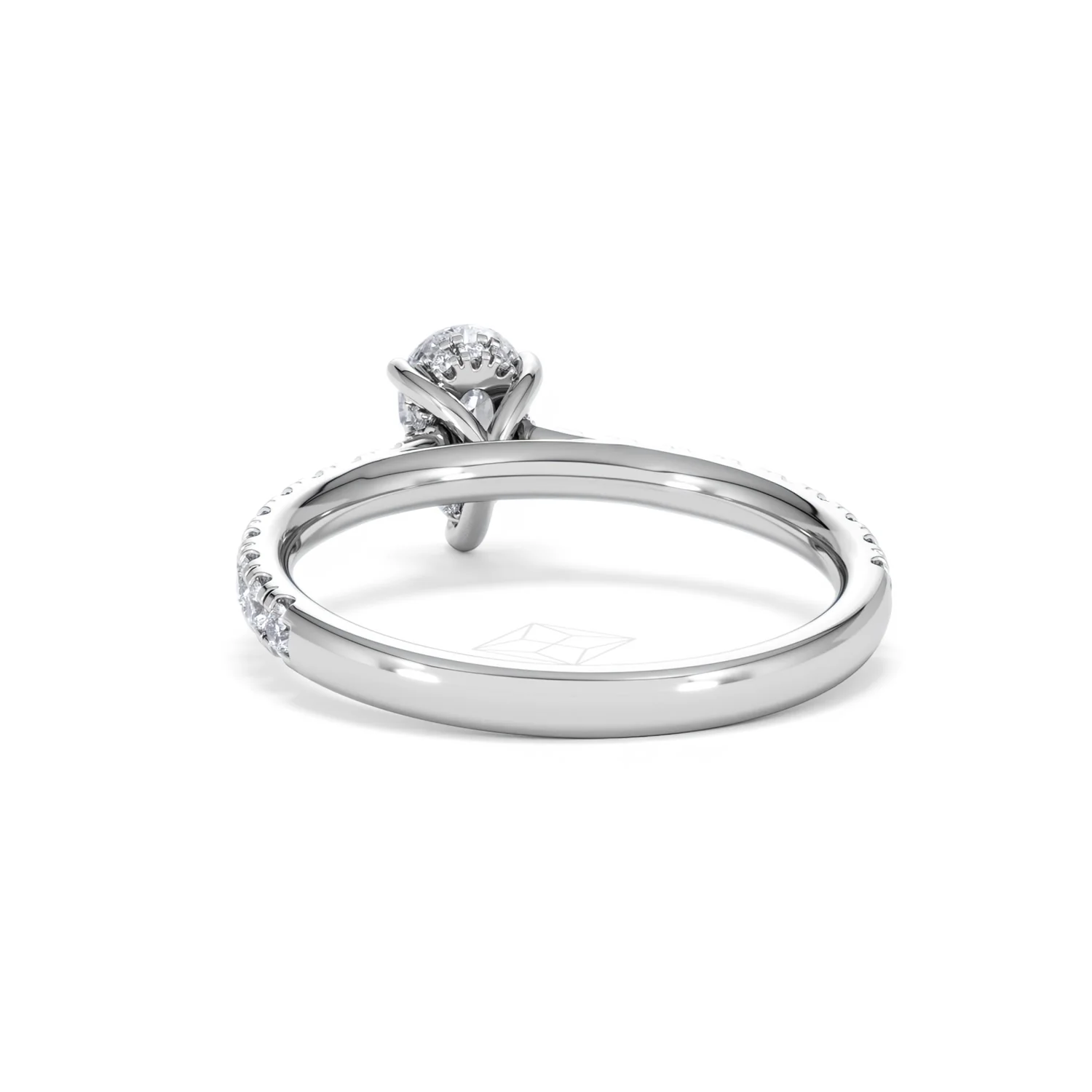 Amora Pear 0.97ct Hidden Halo Lab Diamond Engagement Ring With Side Stones Set in 18K Platinum - Image 51