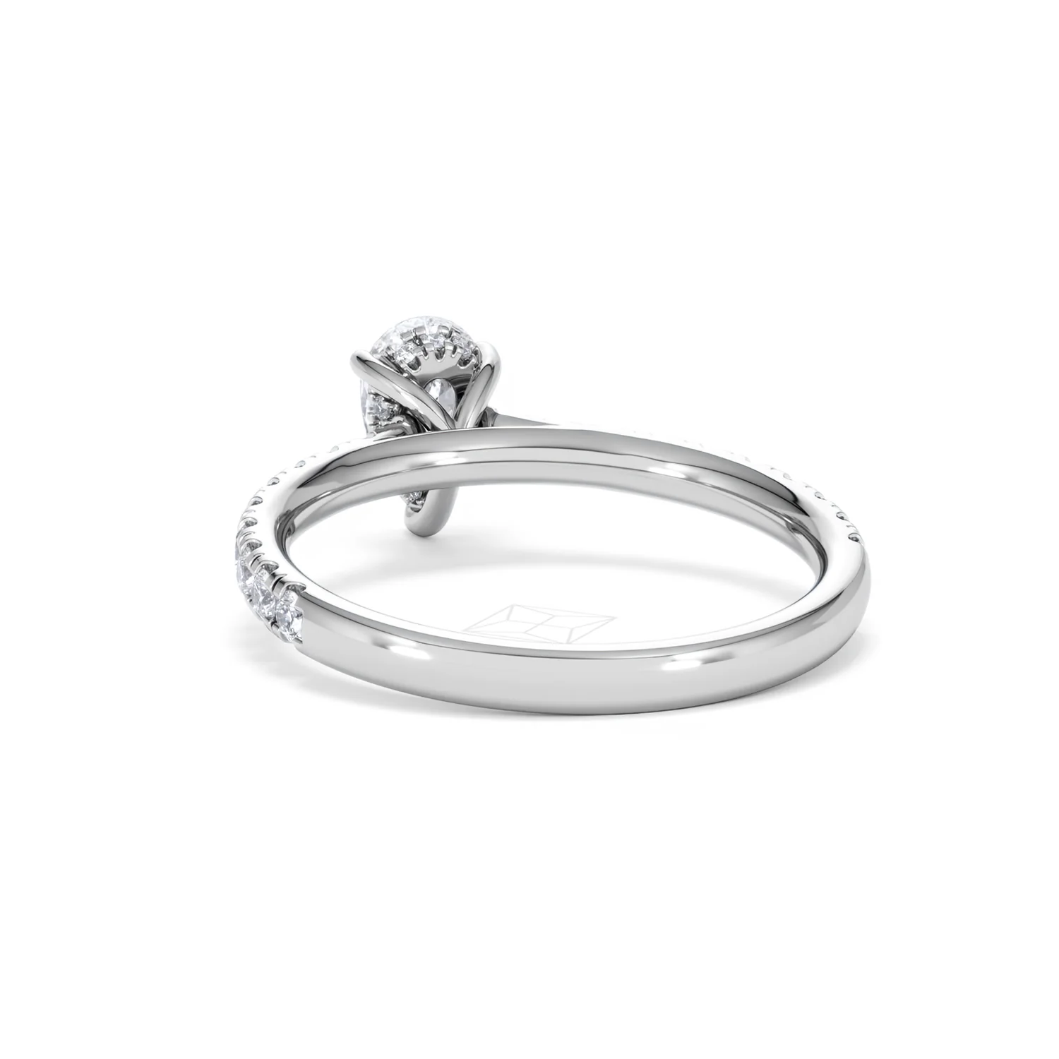 Amora Pear 0.97ct Hidden Halo Lab Diamond Engagement Ring With Side Stones Set in 18K Platinum - Image 52