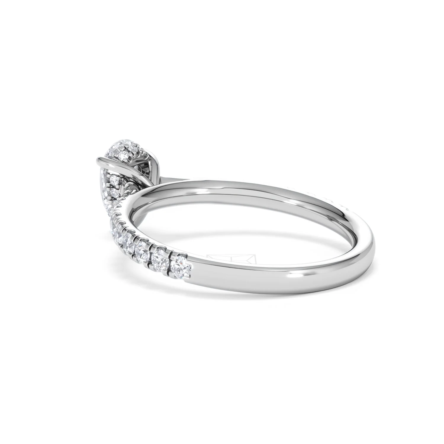 Amora Pear 0.97ct Hidden Halo Lab Diamond Engagement Ring With Side Stones Set in 18K Platinum - Image 58