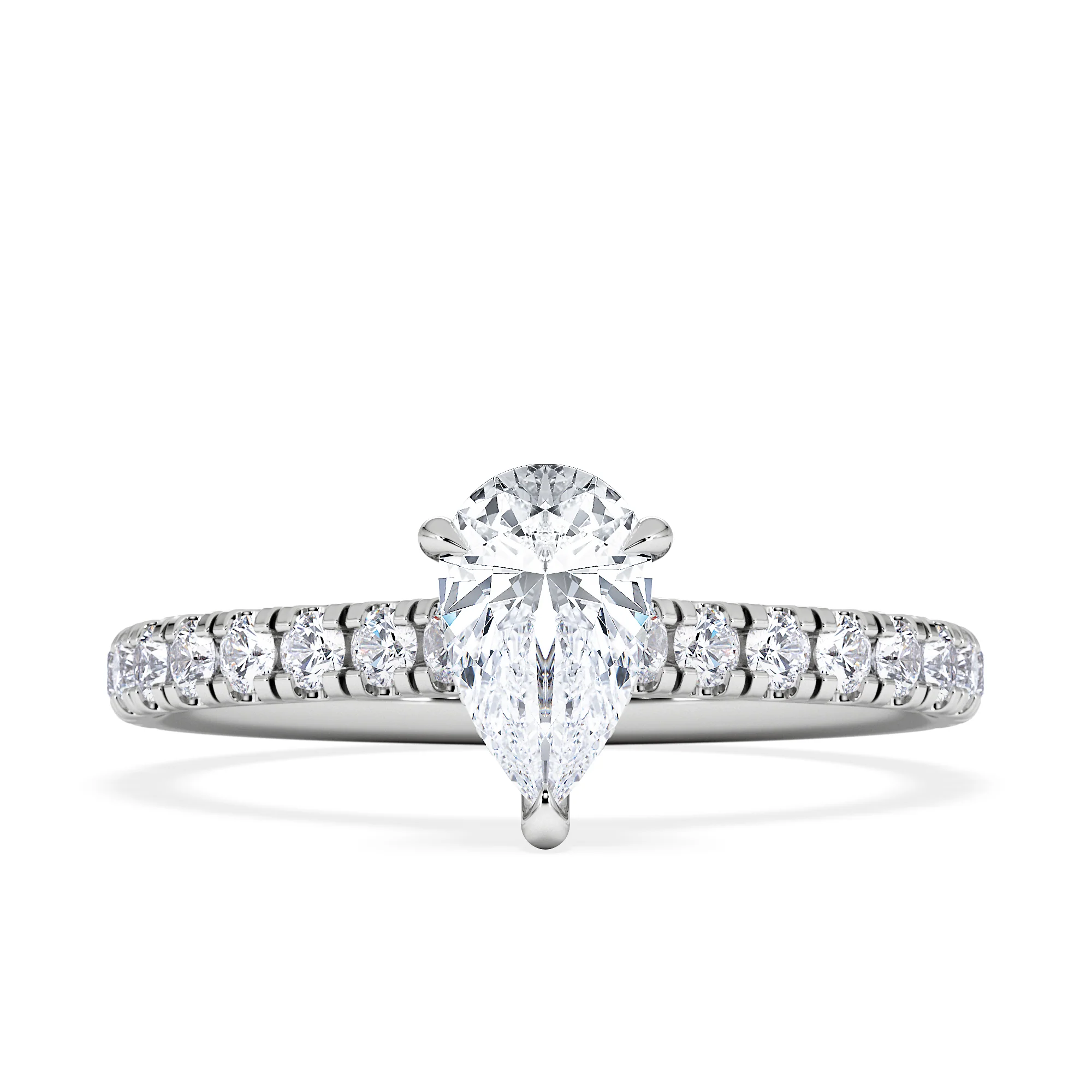 Amora Pear 0.97ct Hidden Halo Lab Diamond Engagement Ring With Side Stones Set in 18K Platinum - Image 6