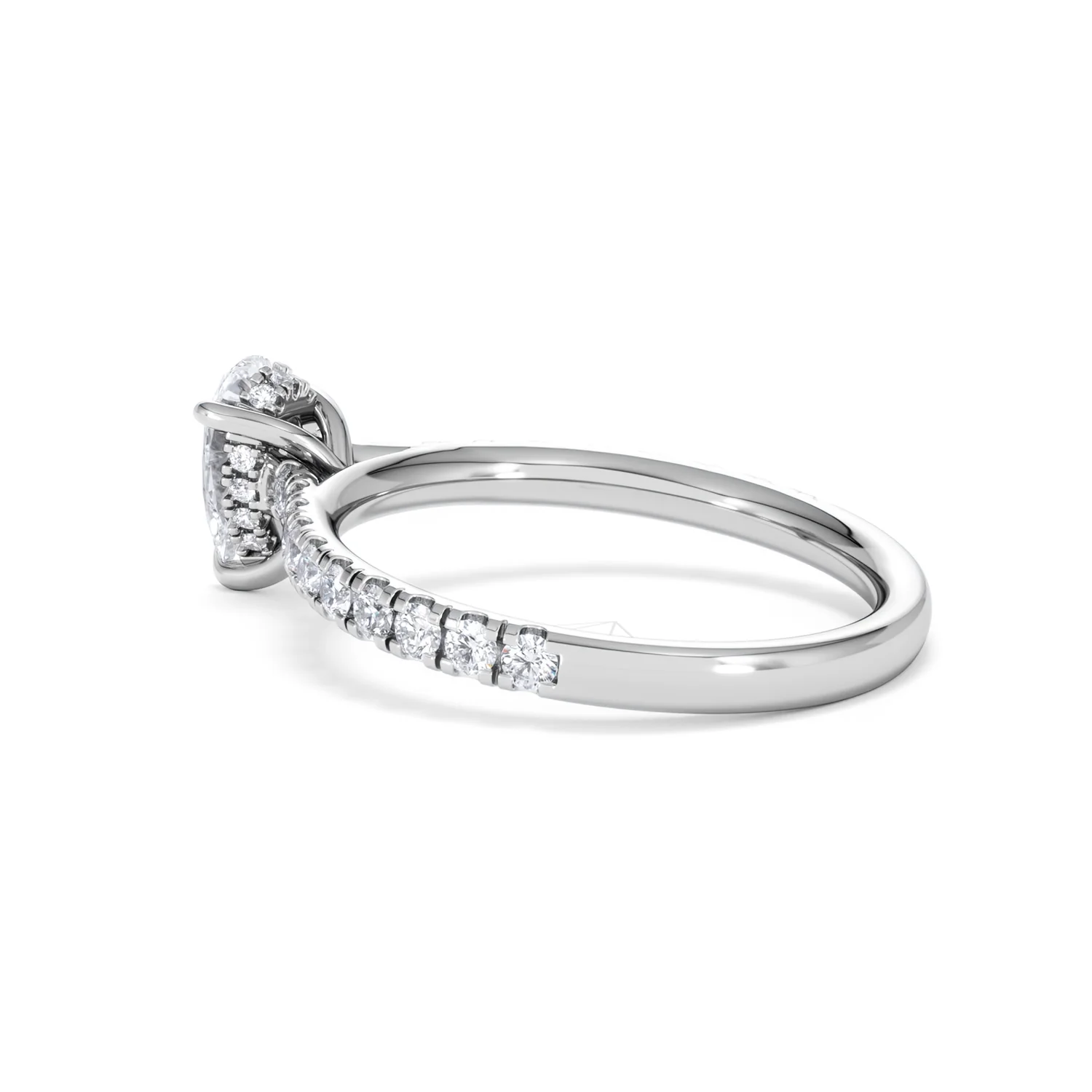 Amora Pear 0.97ct Hidden Halo Lab Diamond Engagement Ring With Side Stones Set in 18K Platinum - Image 61