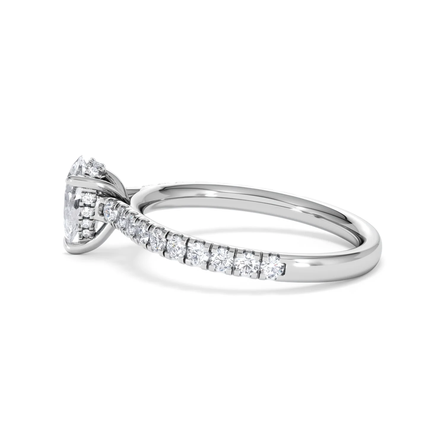 Amora Pear 0.97ct Hidden Halo Lab Diamond Engagement Ring With Side Stones Set in 18K Platinum - Image 66