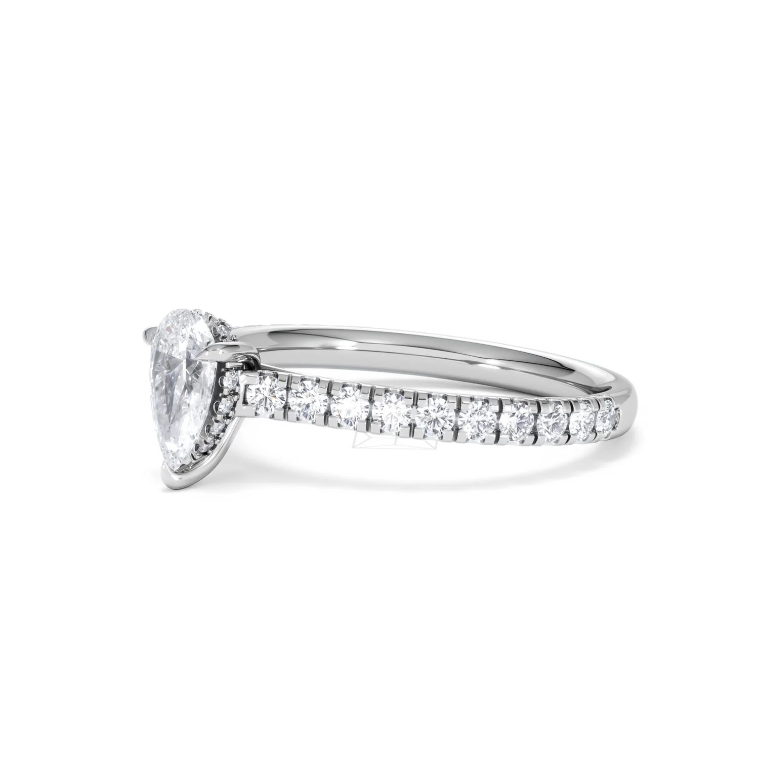 Amora Pear 0.97ct Hidden Halo Lab Diamond Engagement Ring With Side Stones Set in 18K Platinum - Image 77
