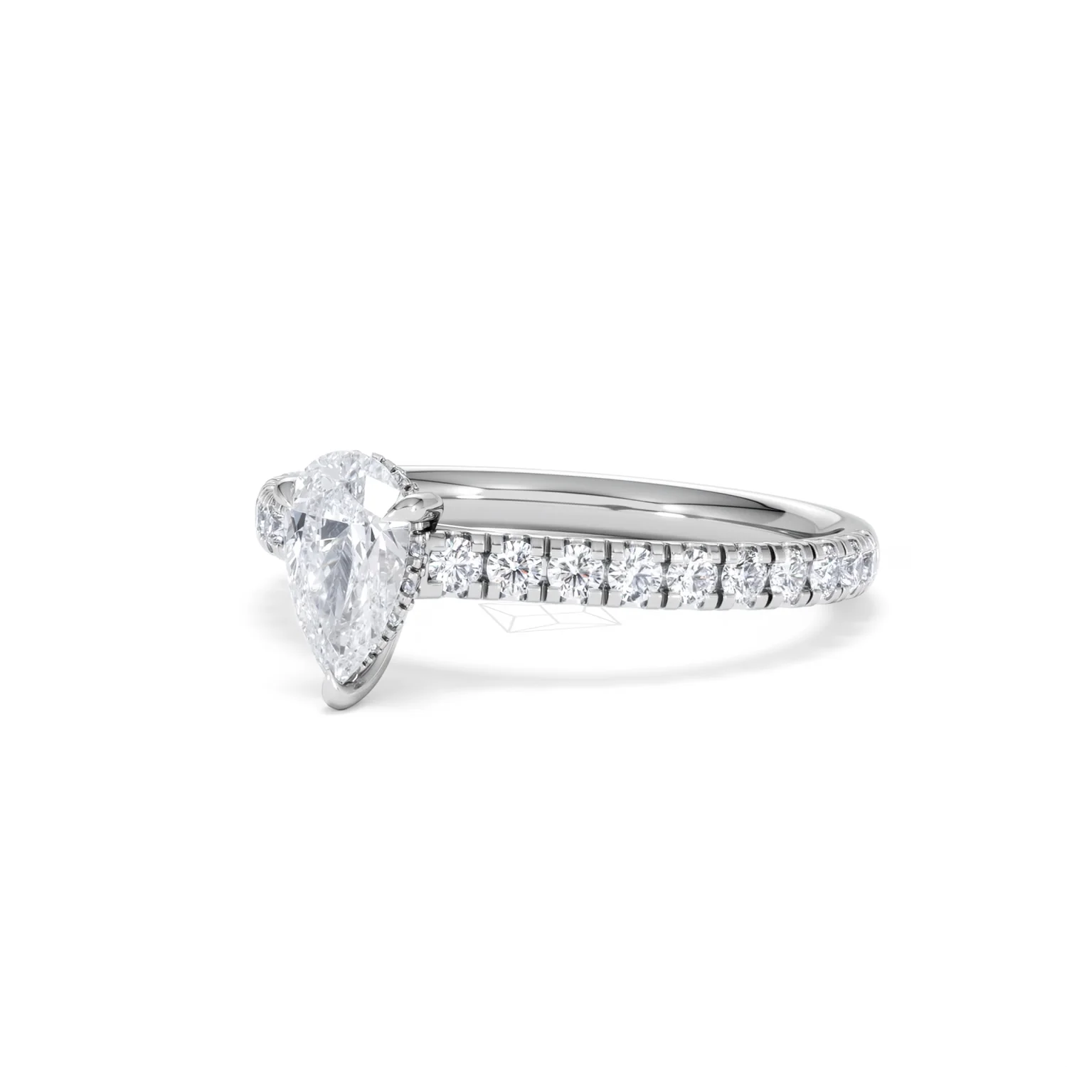 Amora Pear 0.97ct Hidden Halo Lab Diamond Engagement Ring With Side Stones Set in 18K Platinum - Image 81