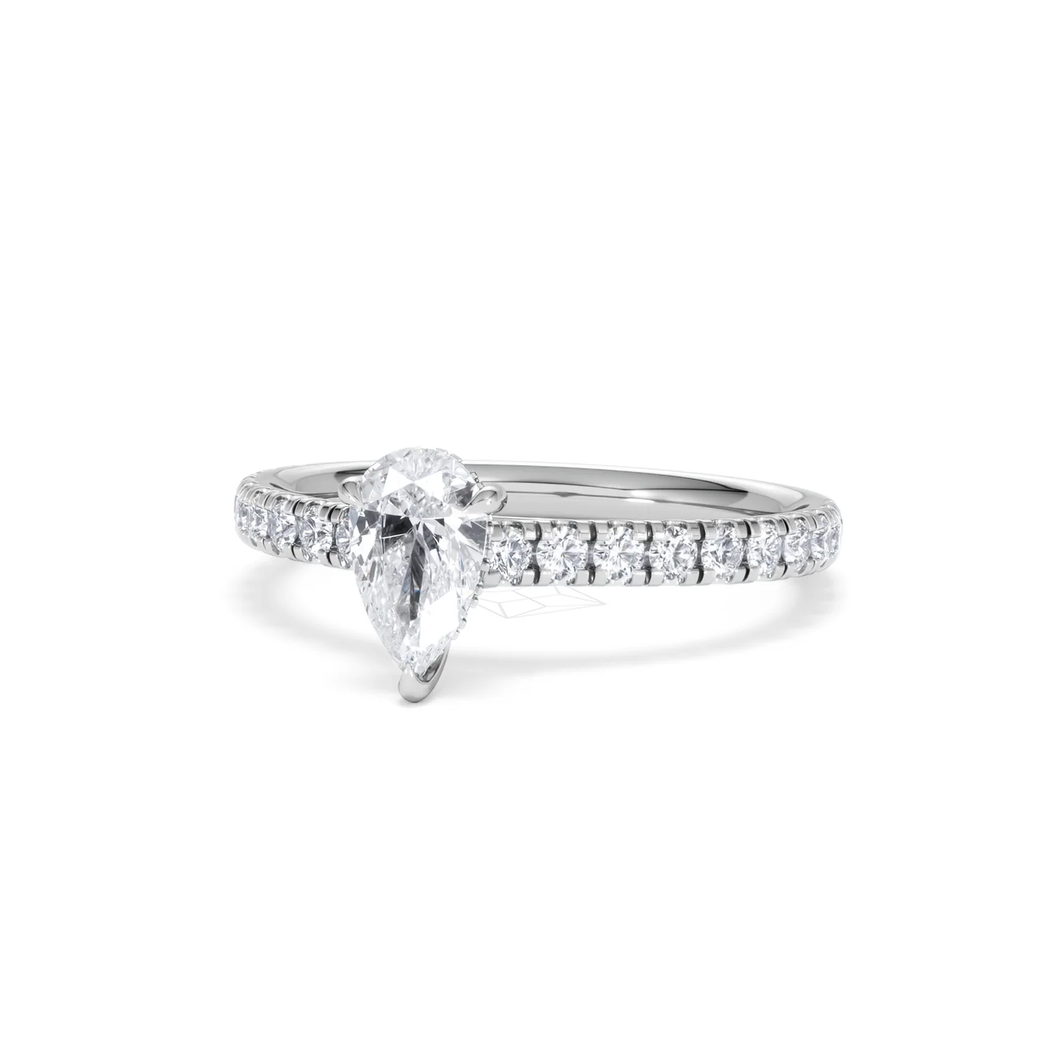 Amora Pear 0.97ct Hidden Halo Lab Diamond Engagement Ring With Side Stones Set in 18K Platinum - Image 84