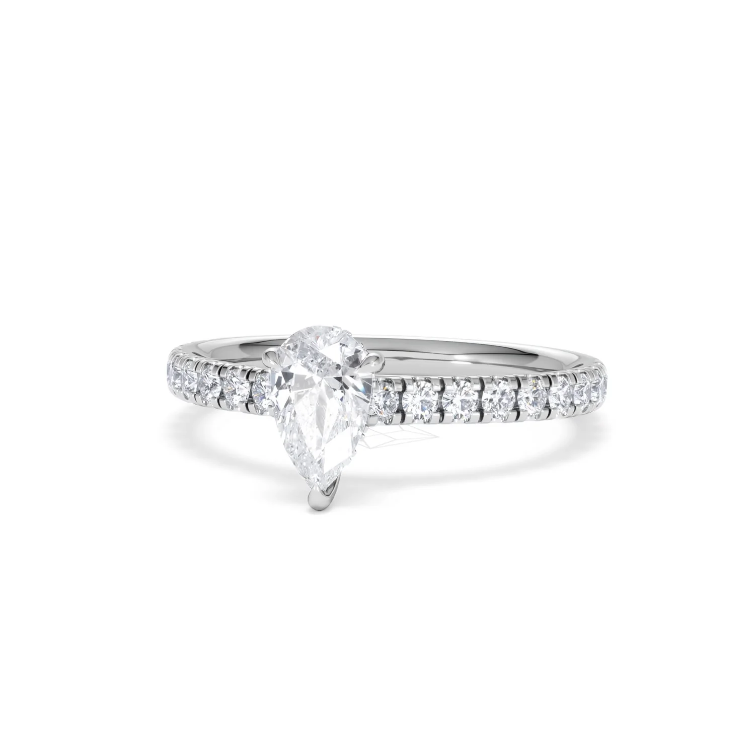 Amora Pear 0.97ct Hidden Halo Lab Diamond Engagement Ring With Side Stones Set in 18K Platinum - Image 85
