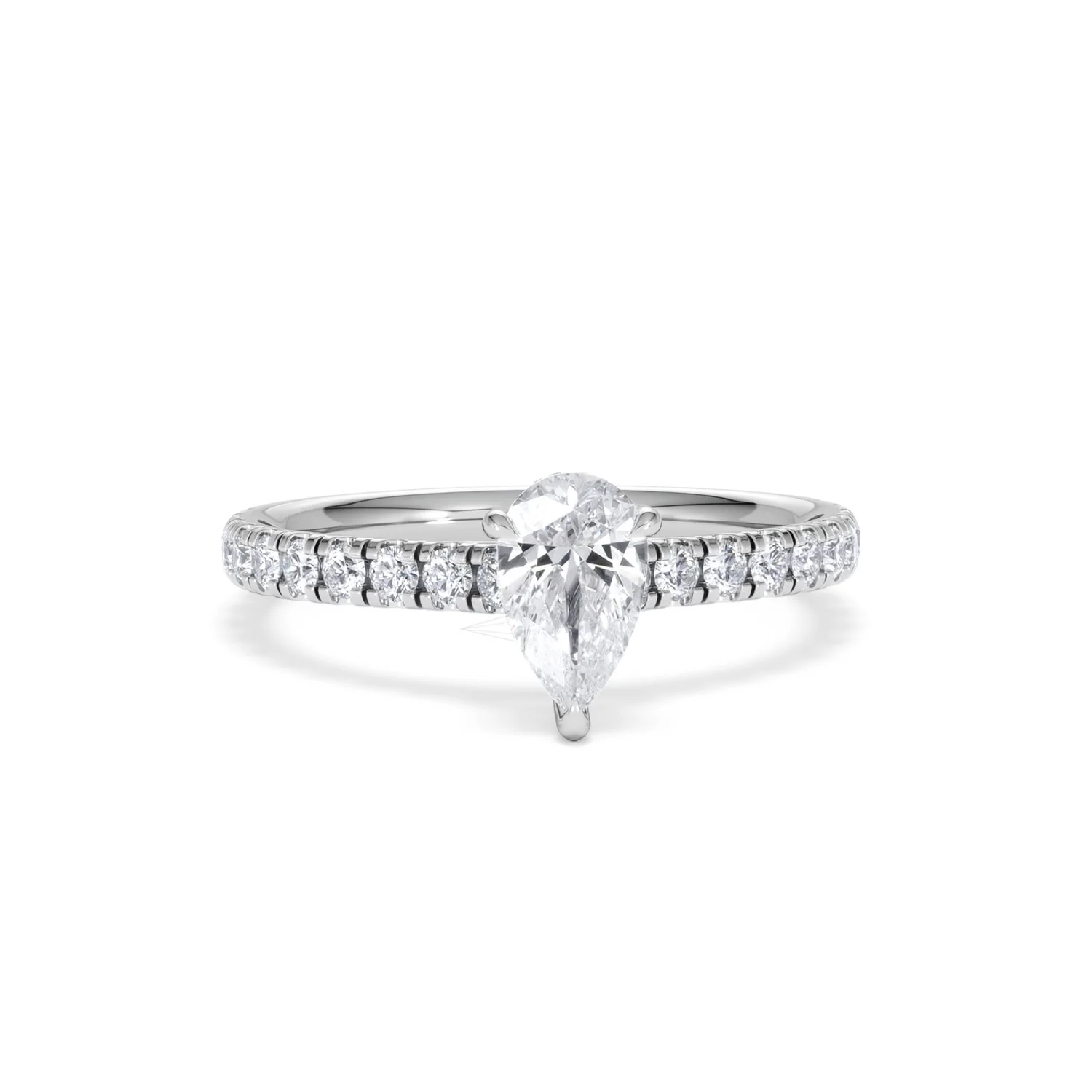 Amora Pear 0.97ct Hidden Halo Lab Diamond Engagement Ring With Side Stones Set in 18K Platinum - Image 9