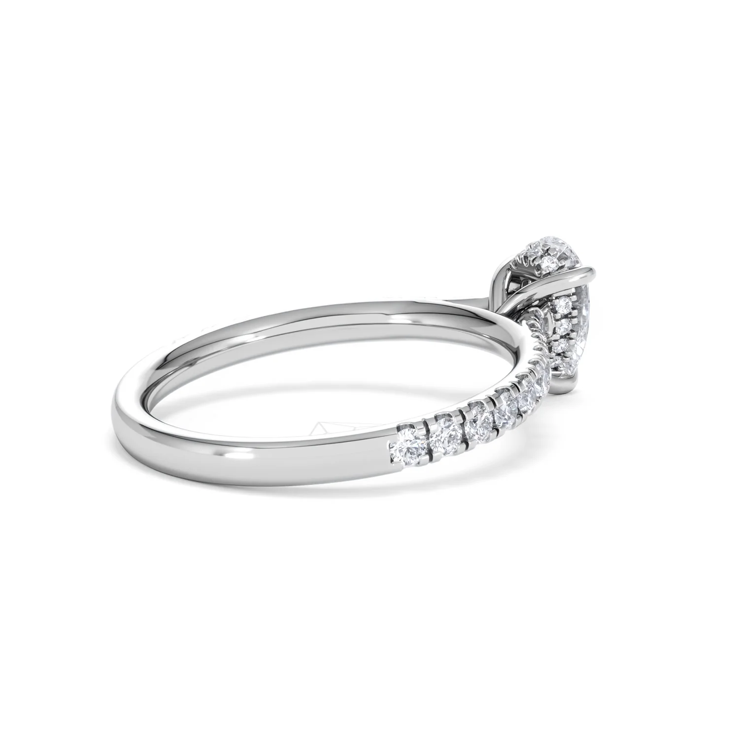 Amora Pear 0.97ct Hidden Halo Lab Diamond Engagement Ring With Side Stones Set in 18K White Gold - Image 36