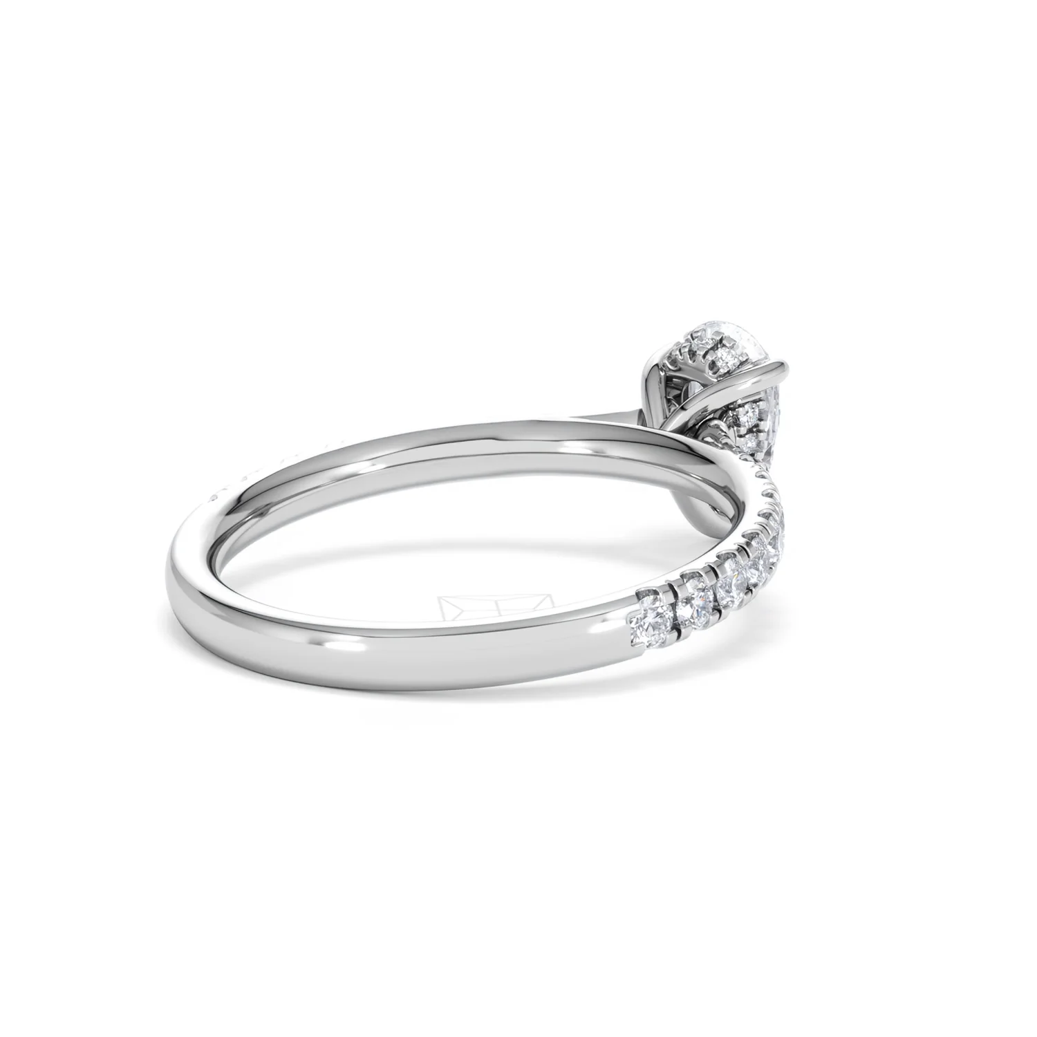 Amora Pear 0.97ct Hidden Halo Lab Diamond Engagement Ring With Side Stones Set in 18K White Gold - Image 39