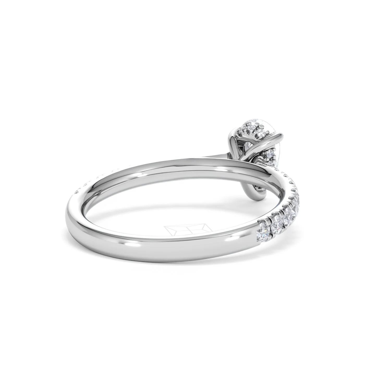 Amora Pear 0.97ct Hidden Halo Lab Diamond Engagement Ring With Side Stones Set in 18K White Gold - Image 41