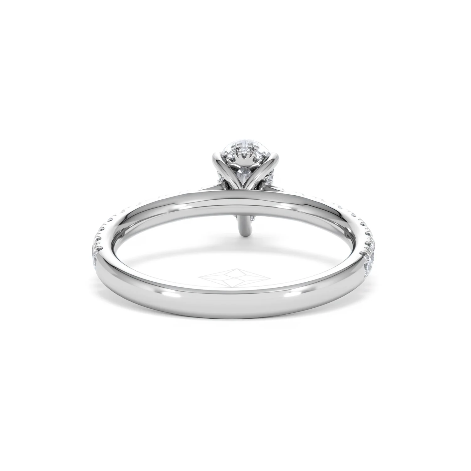 Amora Pear 0.97ct Hidden Halo Lab Diamond Engagement Ring With Side Stones Set in 18K White Gold - Image 47