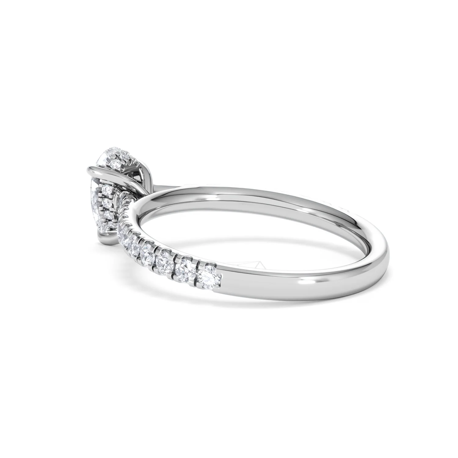 Amora Pear 0.97ct Hidden Halo Lab Diamond Engagement Ring With Side Stones Set in 18K White Gold - Image 60