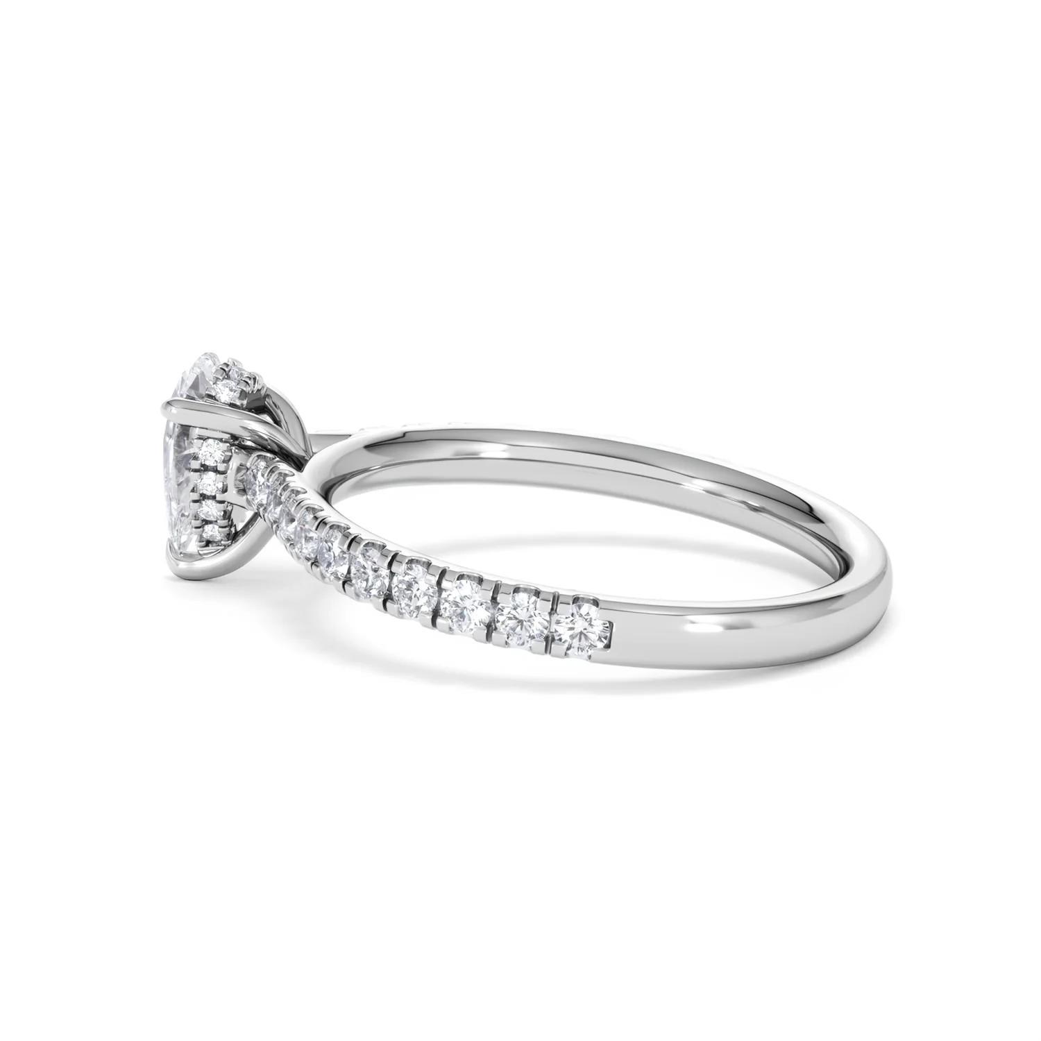 Amora Pear 0.97ct Hidden Halo Lab Diamond Engagement Ring With Side Stones Set in 18K White Gold - Image 64